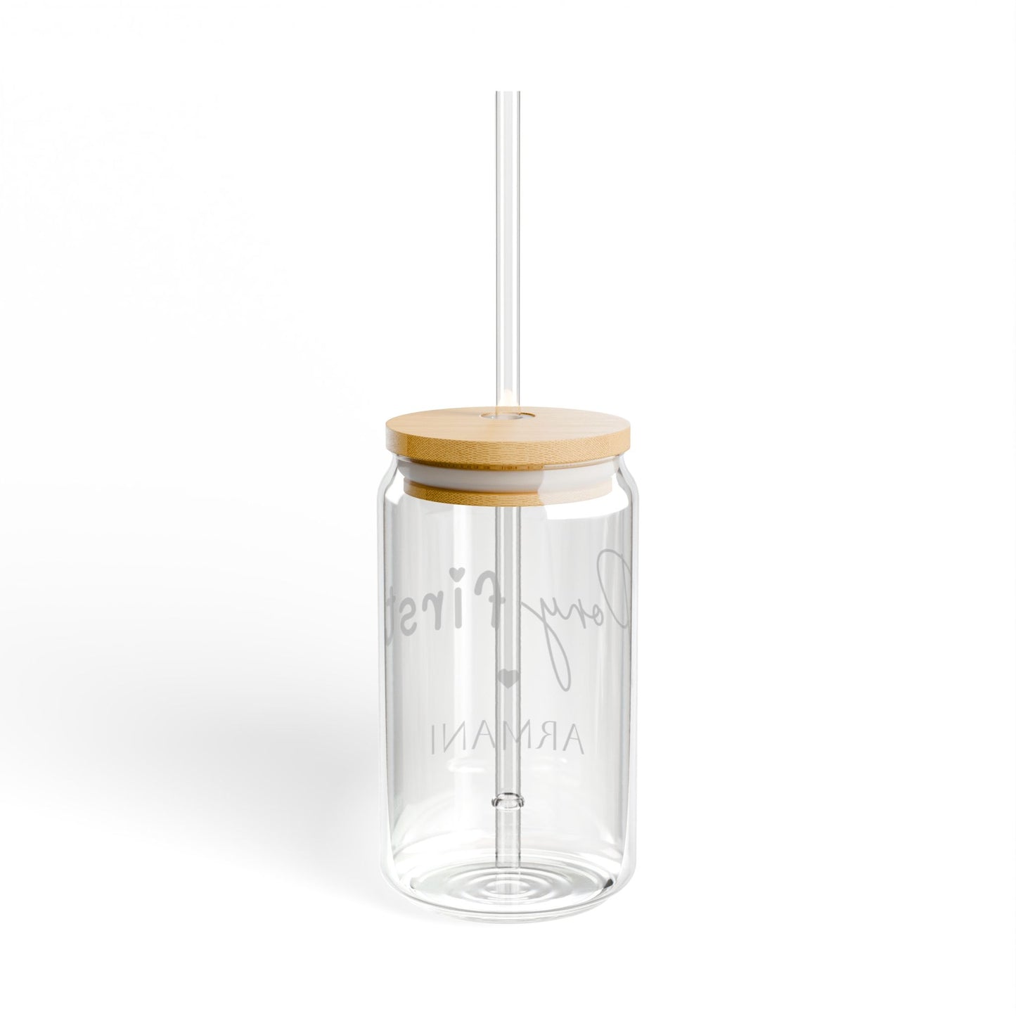 Personalisiertes Pony First Trinkglas mit Pferdenamen - Glas mit Bambusdeckel & Strohhalm für Pferdemädchen
