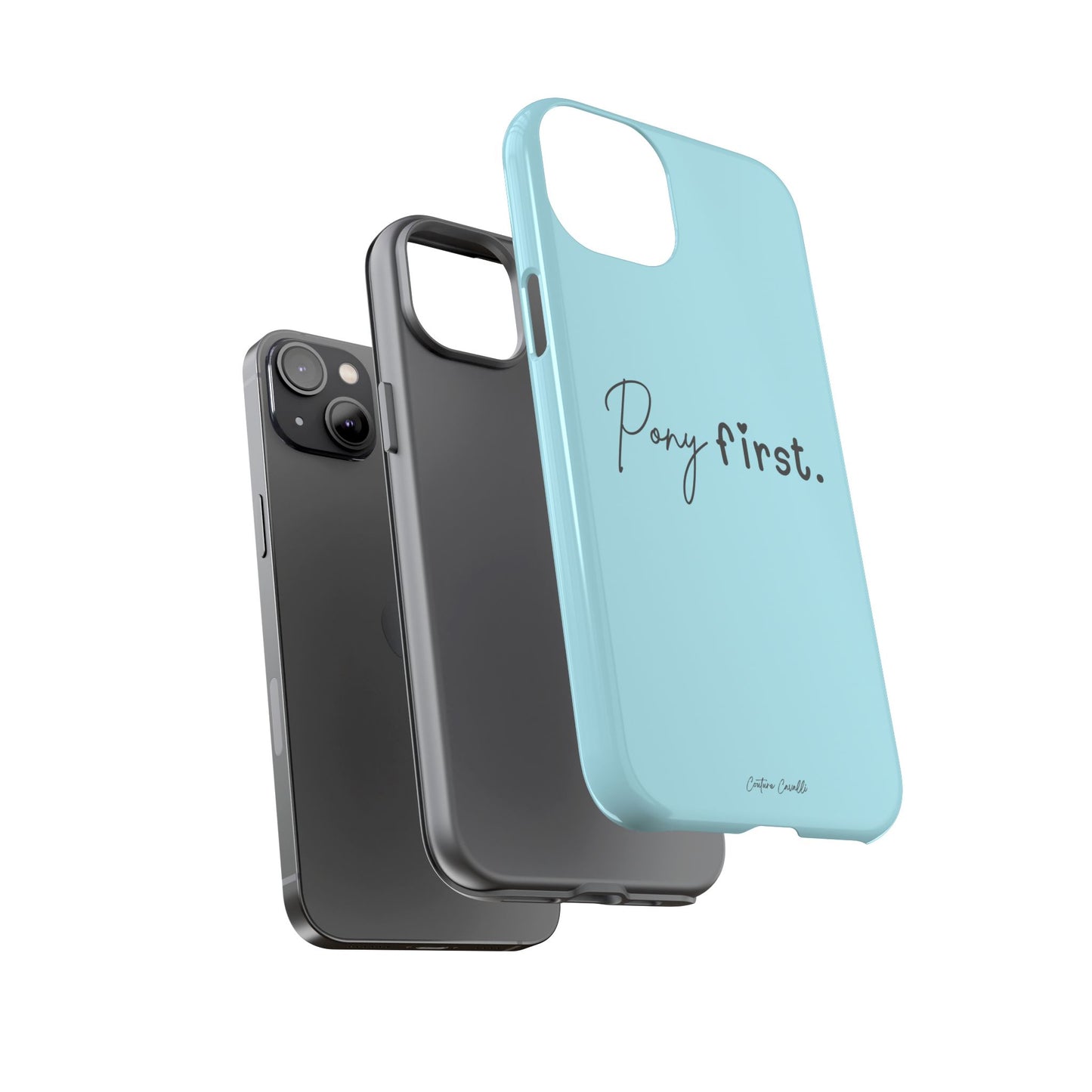 Pony First Phone Case - Protective Tough iPhone Cover with Minimalist Equestrian Script