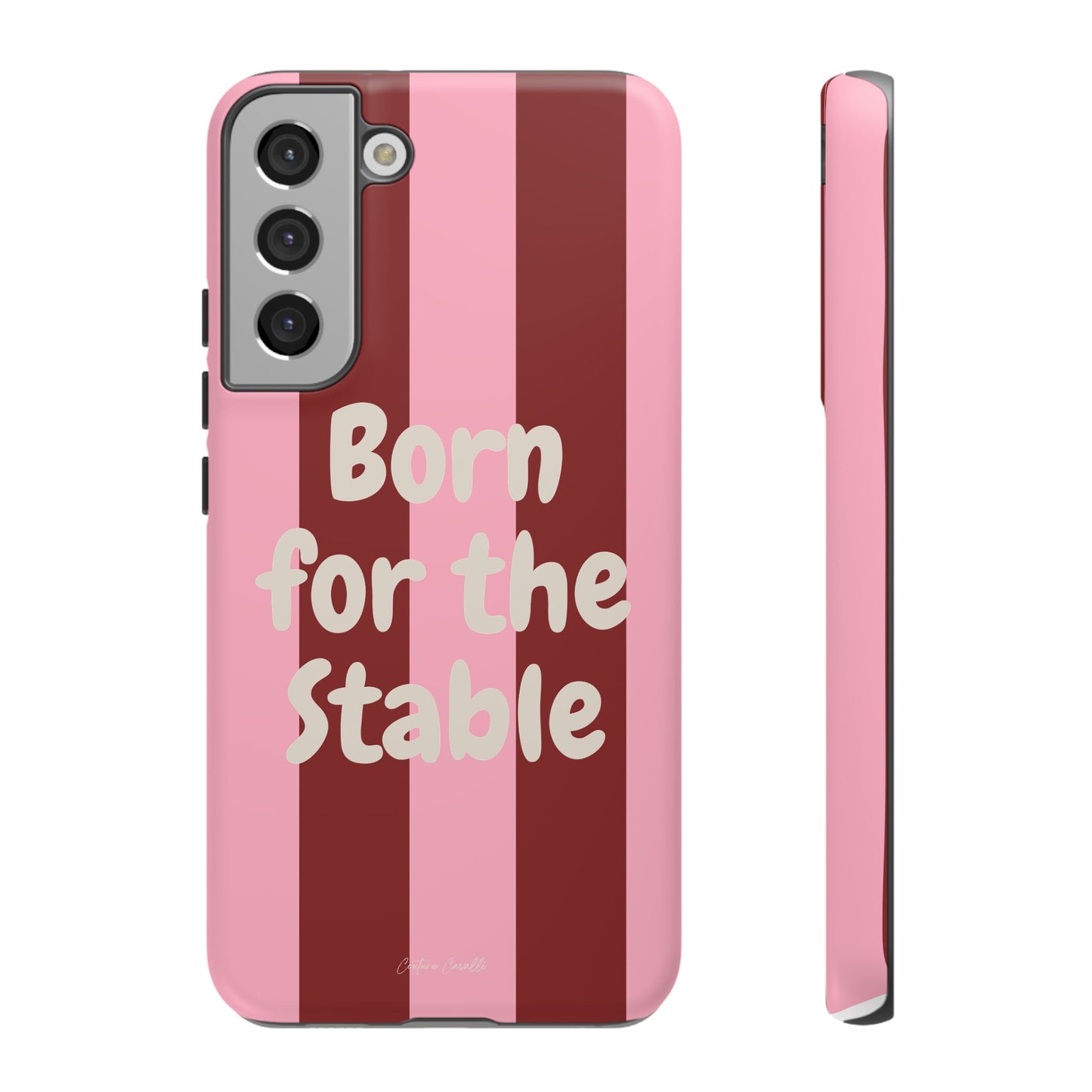 Phone Case — "Born for the Stable" Pink Striped Protective Tough Case