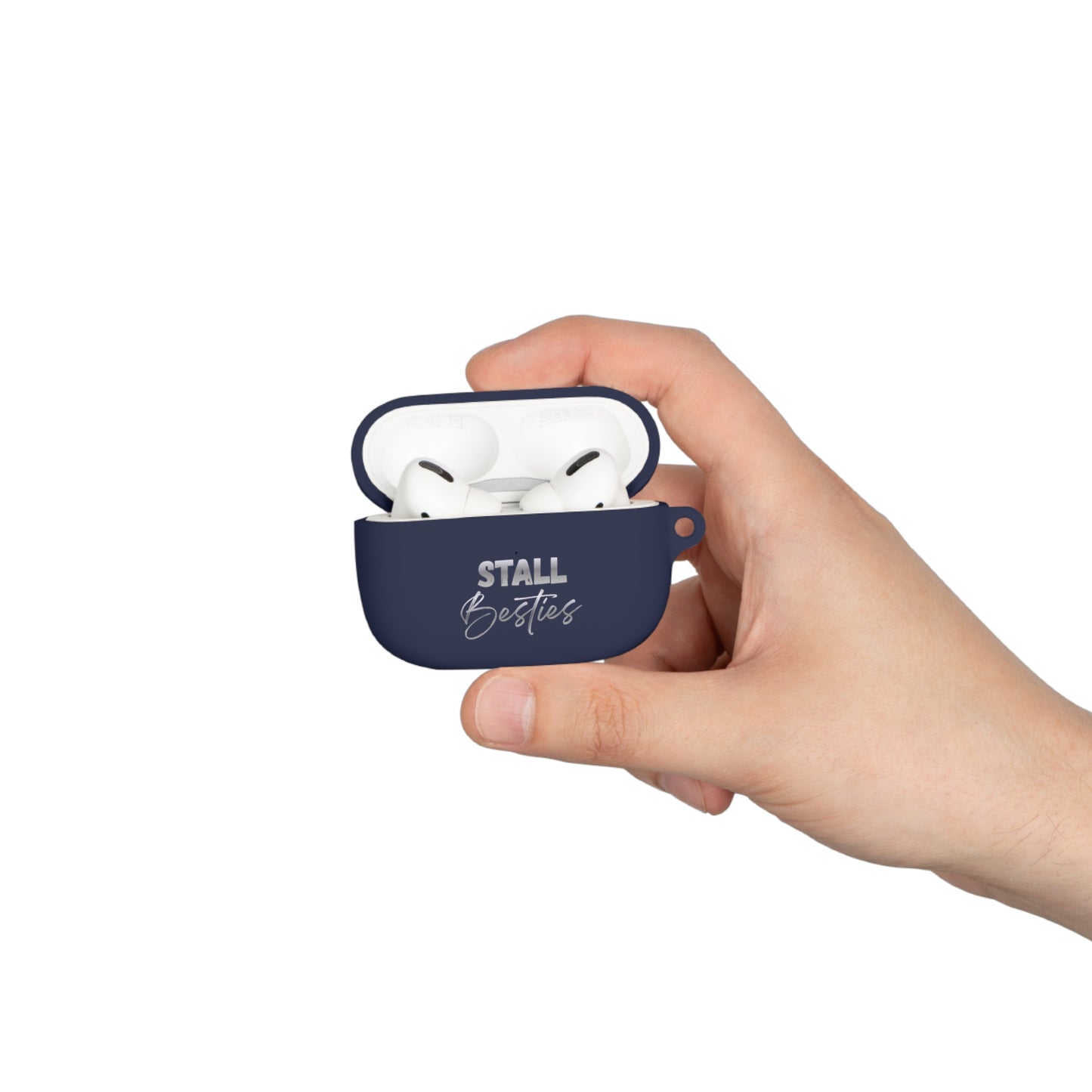 Minimal Personalized AirPods Case Cover — Custom Name Script with Carabiner