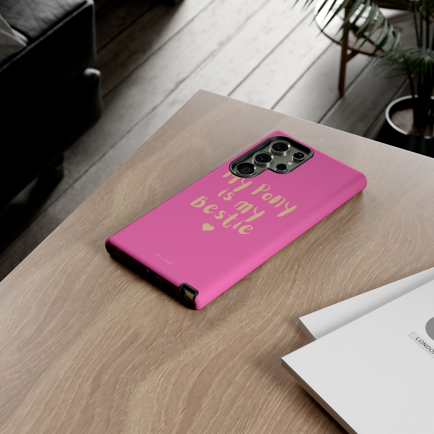 Pink 'My Pony Is My Bestie' Tough Phone Case I Handyhülle I Personalisiert mit Ponynamen