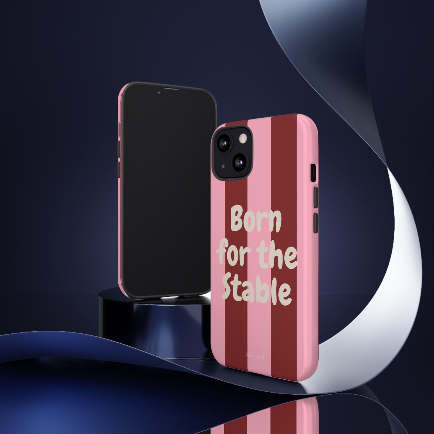 Phone Case — "Born for the Stable" Pink Striped Protective Tough Case