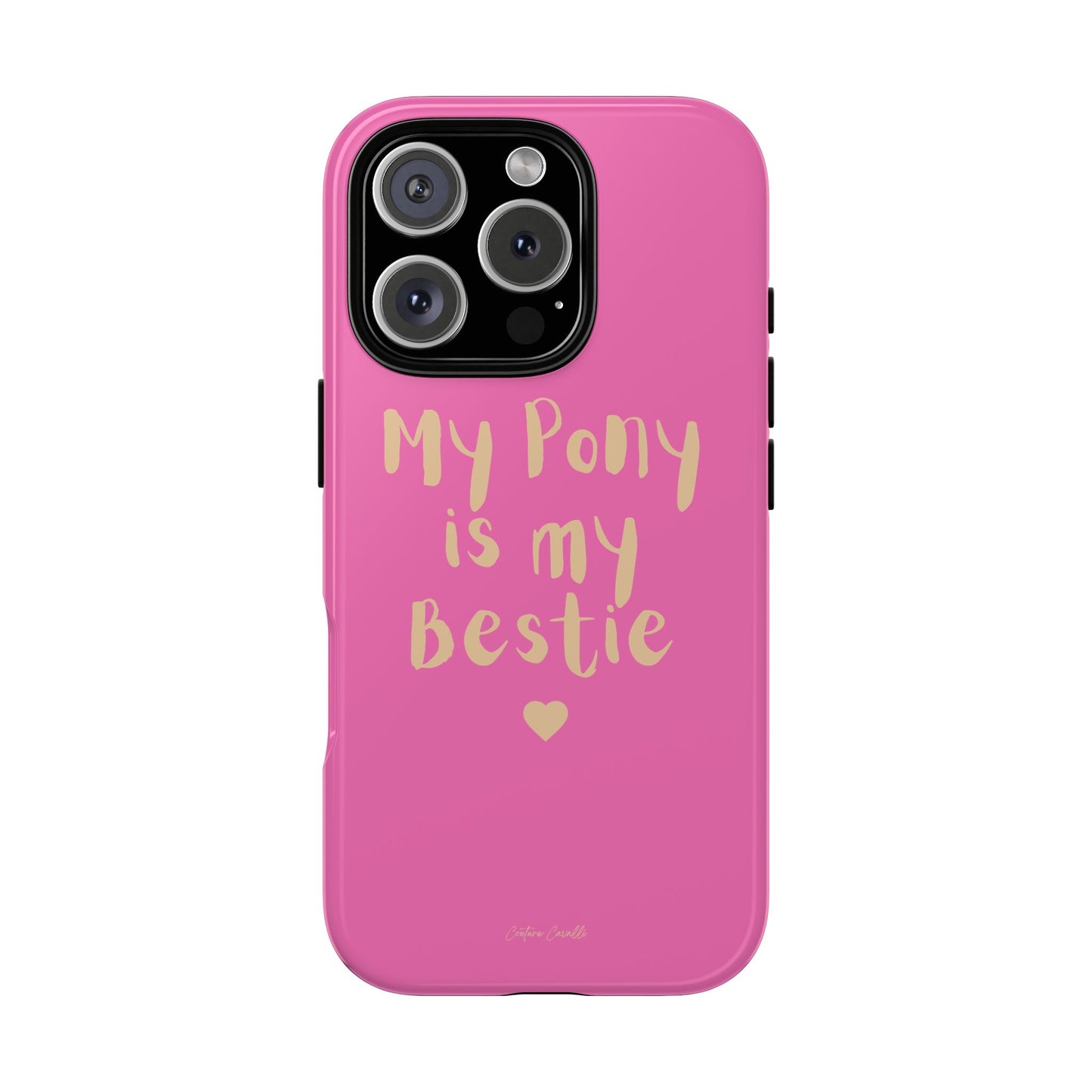 Pink 'My Pony Is My Bestie' Tough Phone Case I Handyhülle I Personalisiert mit Ponynamen