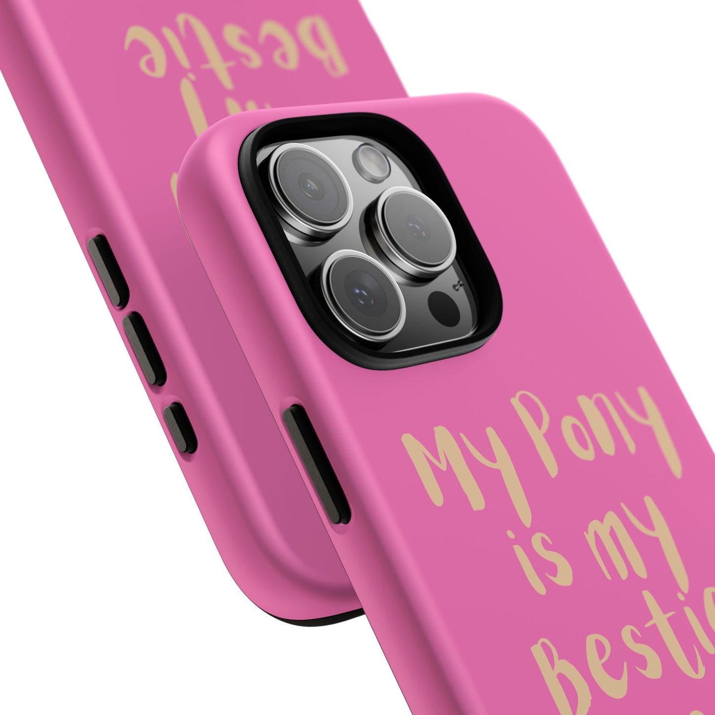Pink 'My Pony Is My Bestie' Tough Phone Case I Handyhülle I Personalisiert mit Ponynamen