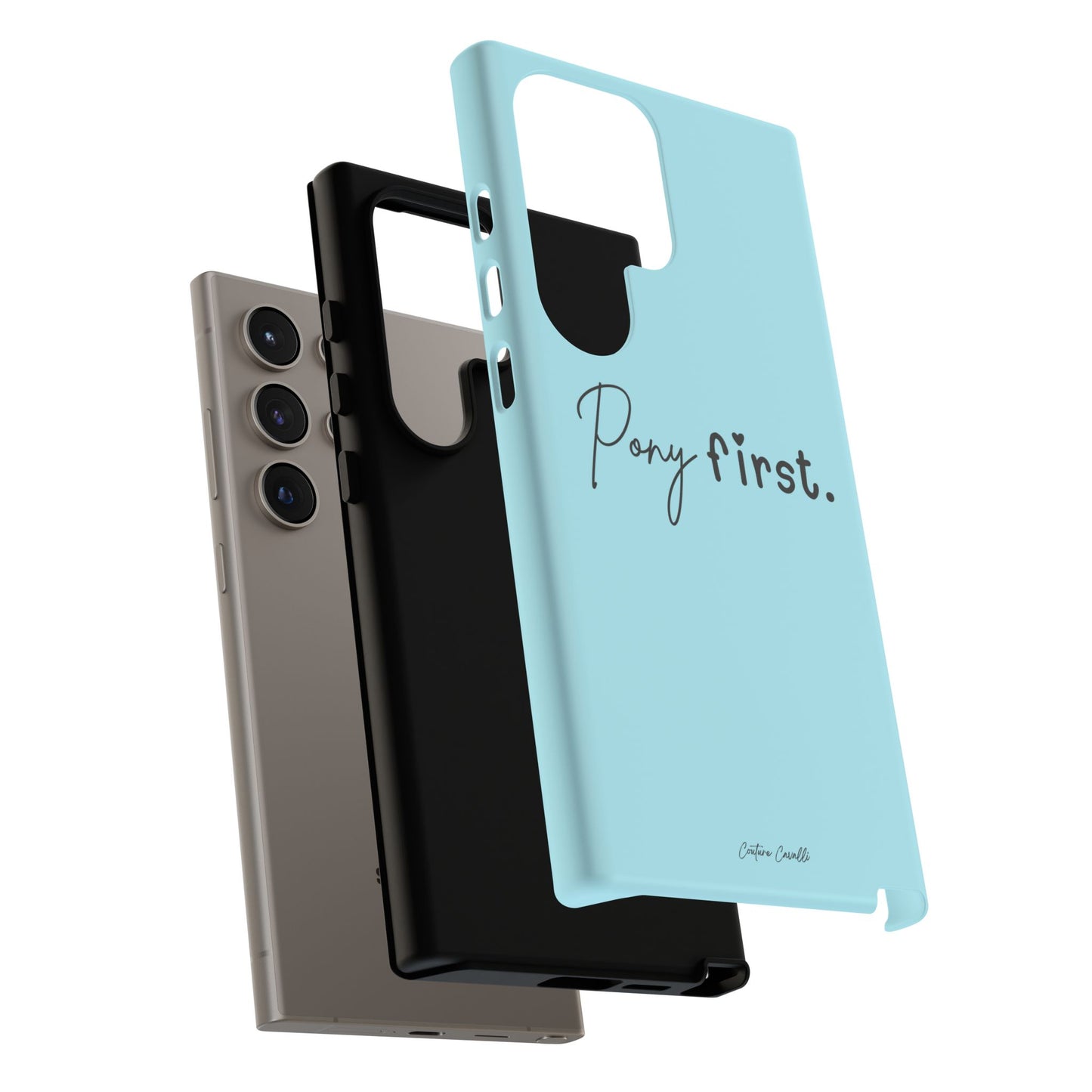 Pony First Phone Case - Protective Tough iPhone Cover with Minimalist Equestrian Script