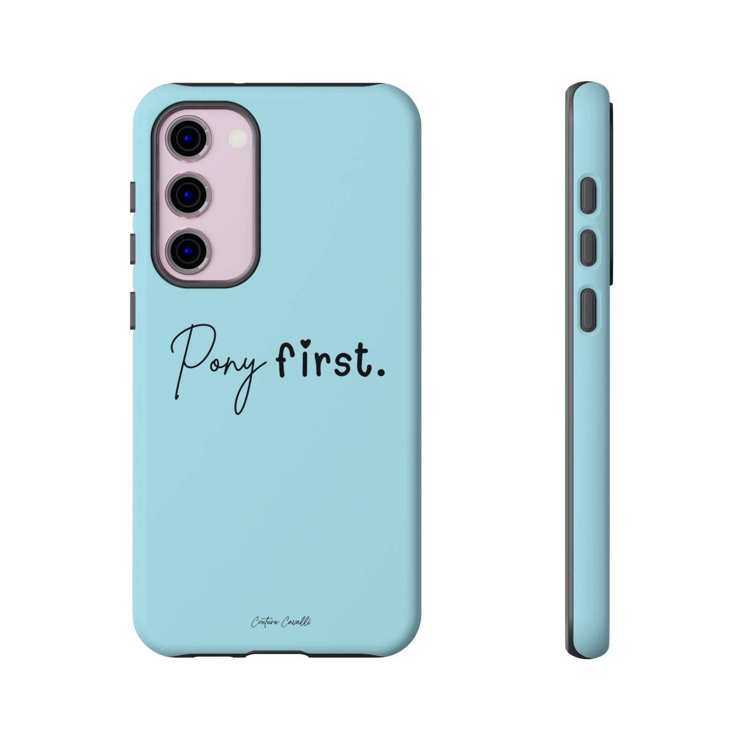 Pony First Phone Case - Protective Tough iPhone Cover with Minimalist Equestrian Script