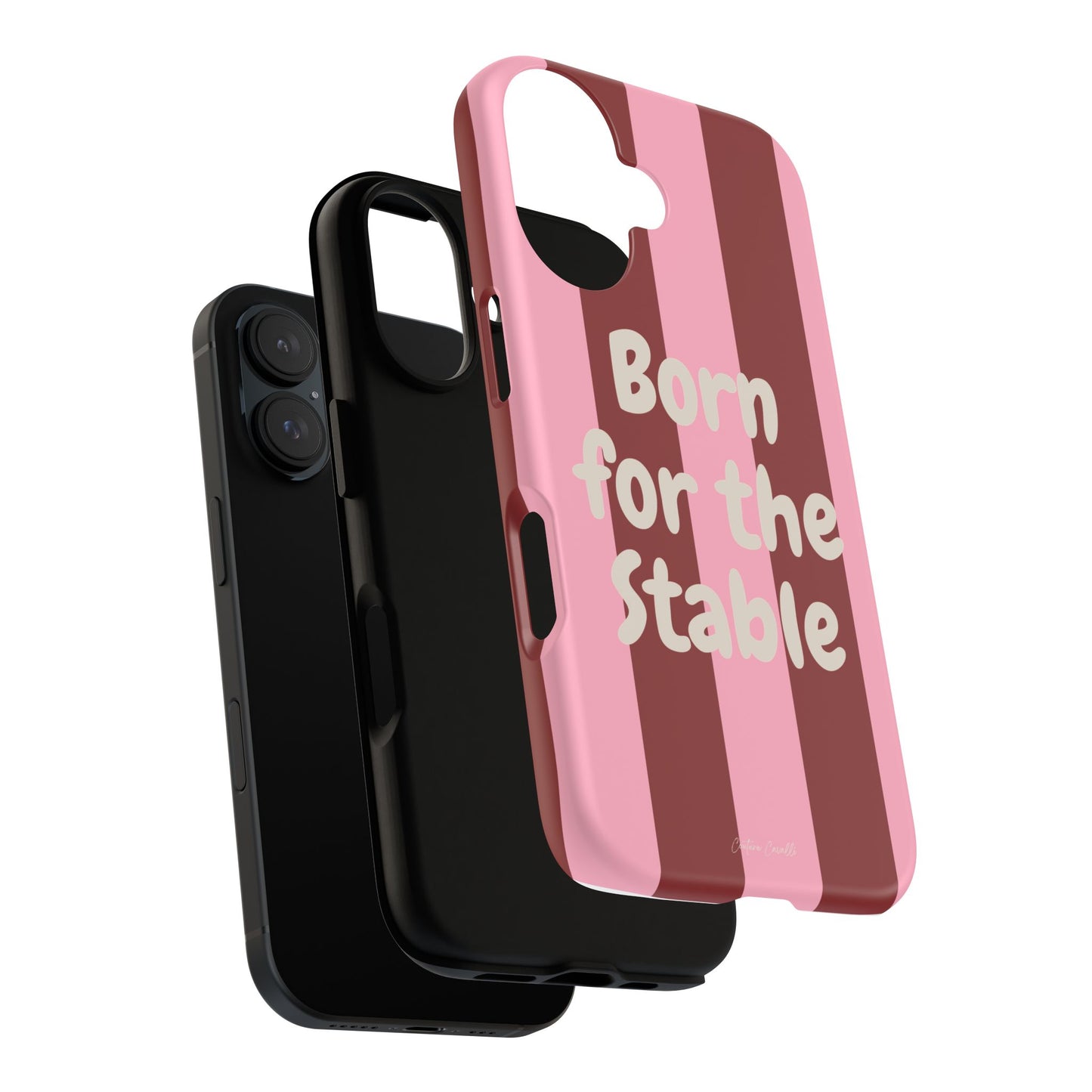 Phone Case — "Born for the Stable" Pink Striped Protective Tough Case