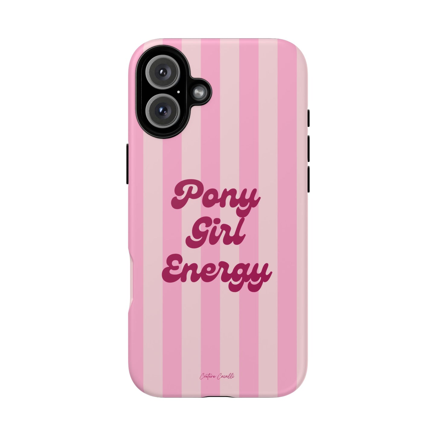 Pony Girl Energy Tough Phone Case — Pink Striped Protective Cover