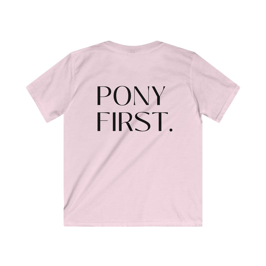 Pony first Kinder T-Shirt Rückenprint I Personalisierung möglich mit Pferdename