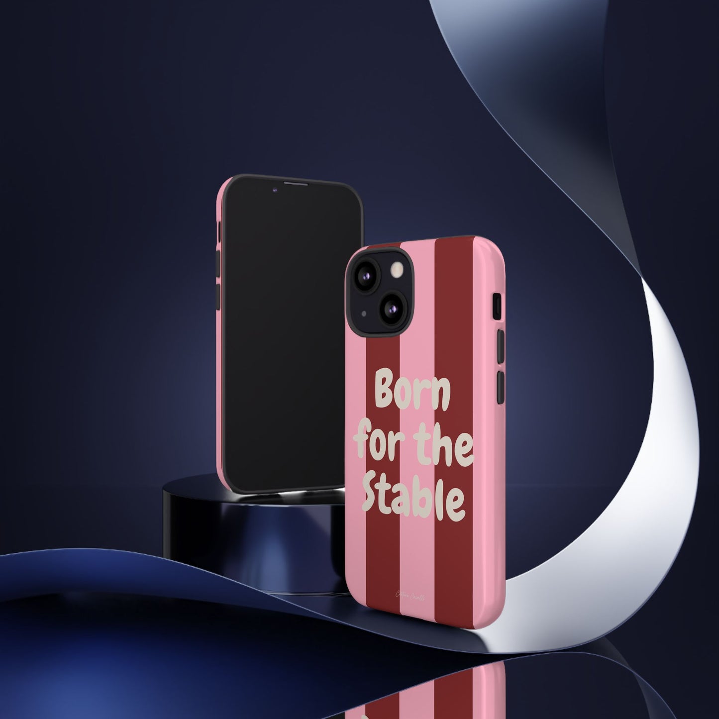 Phone Case — "Born for the Stable" Pink Striped Protective Tough Case