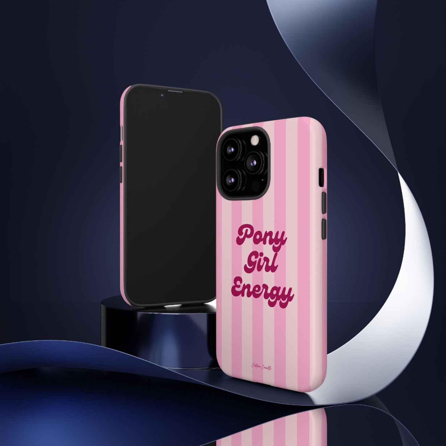 Pony Girl Energy Tough Phone Case — Pink Striped Protective Cover