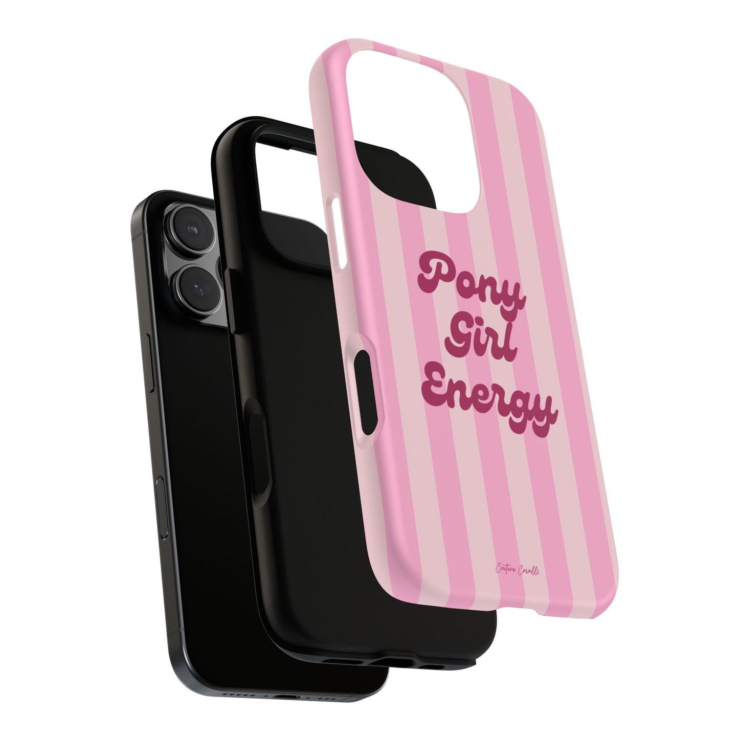 Pony Girl Energy Tough Phone Case — Pink Striped Protective Cover