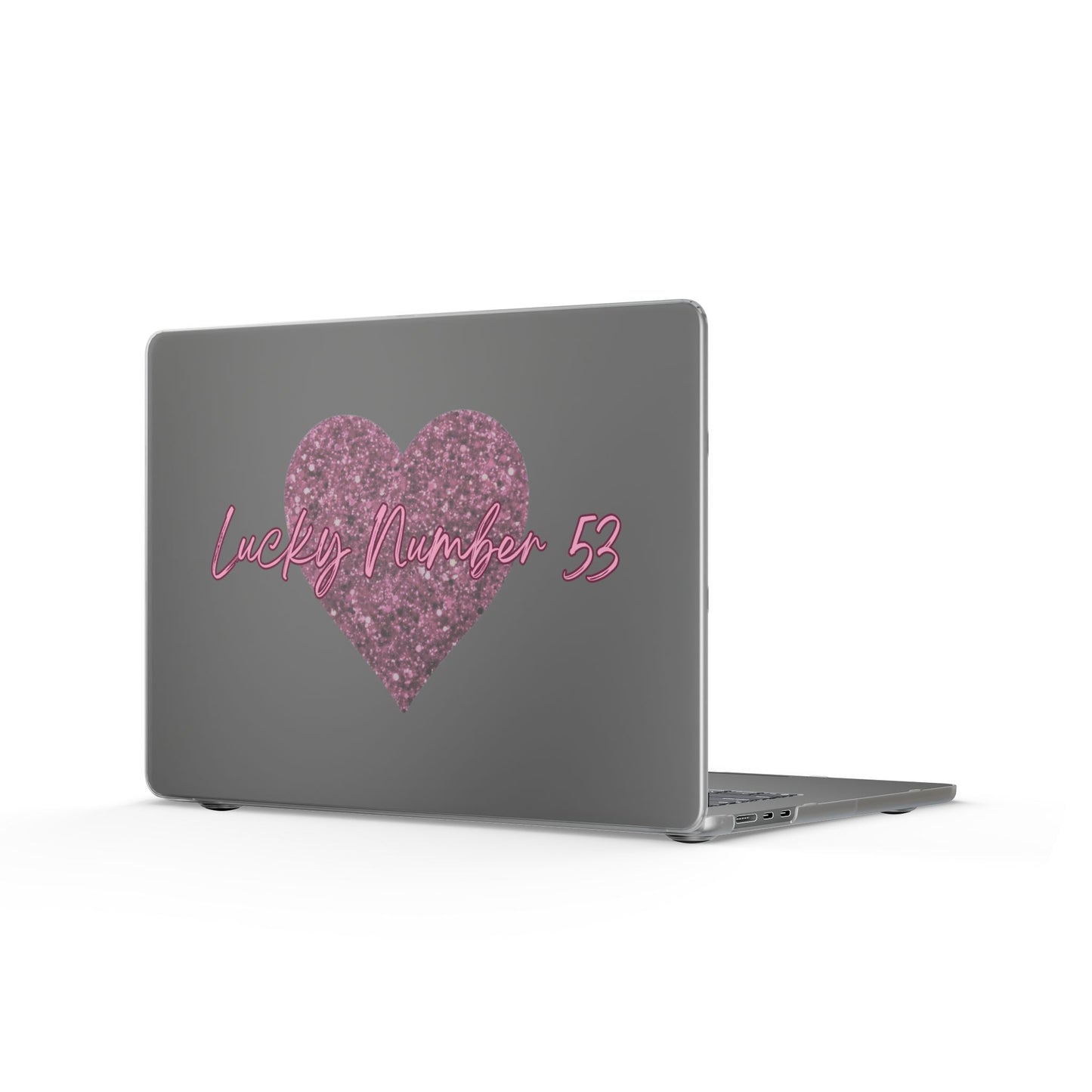Matte MacBook Case — Pink Glitter Heart mit Pferdenamen pesonalisiert