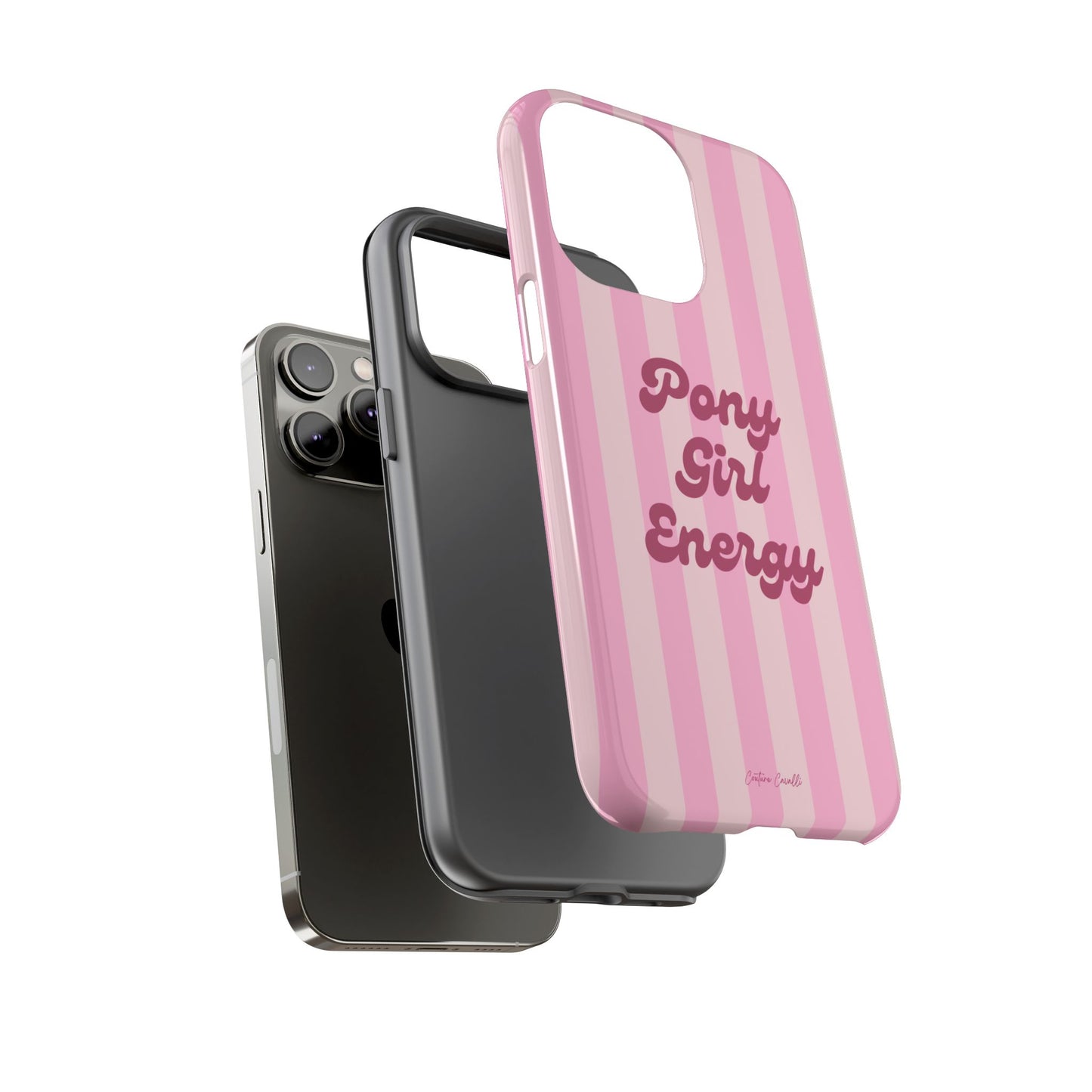 Pony Girl Energy Tough Phone Case — Pink Striped Protective Cover