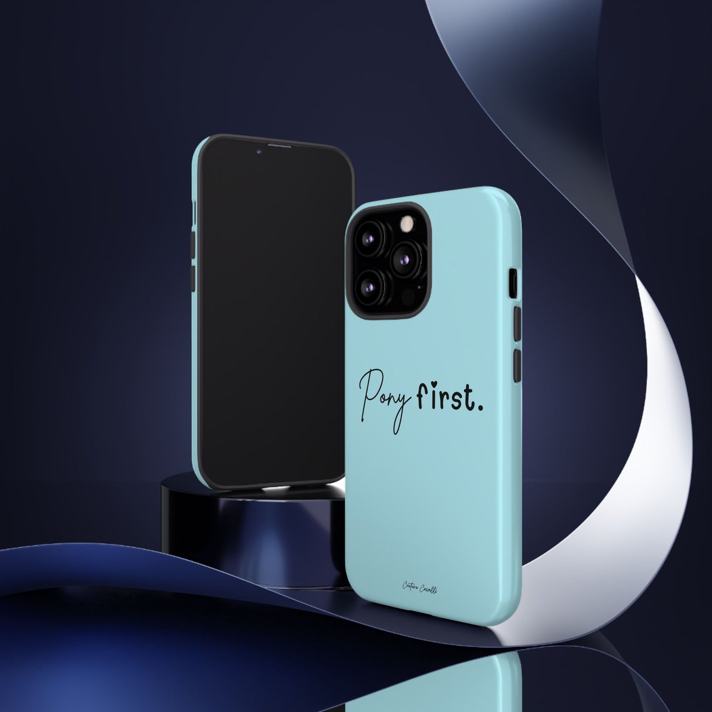 Pony First Phone Case - Protective Tough iPhone Cover with Minimalist Equestrian Script
