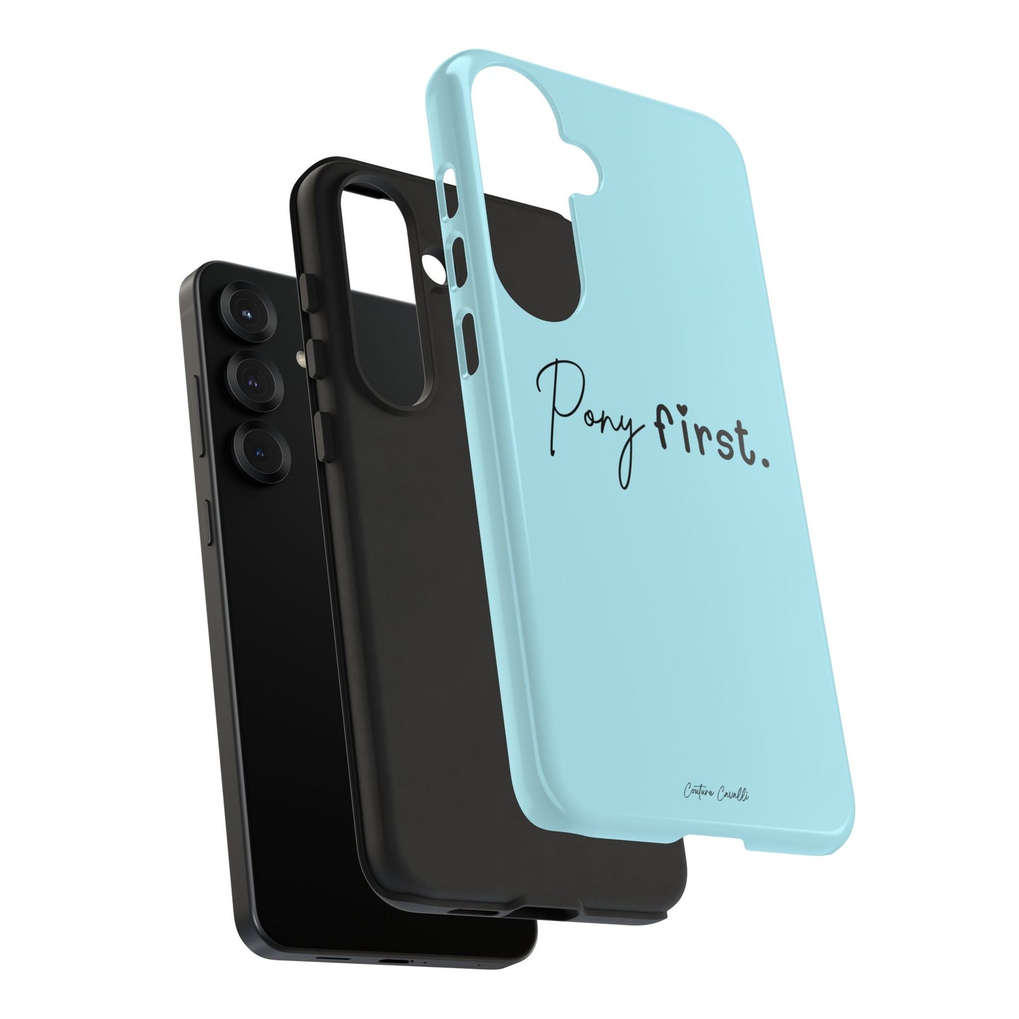 Pony First Phone Case - Protective Tough iPhone Cover with Minimalist Equestrian Script