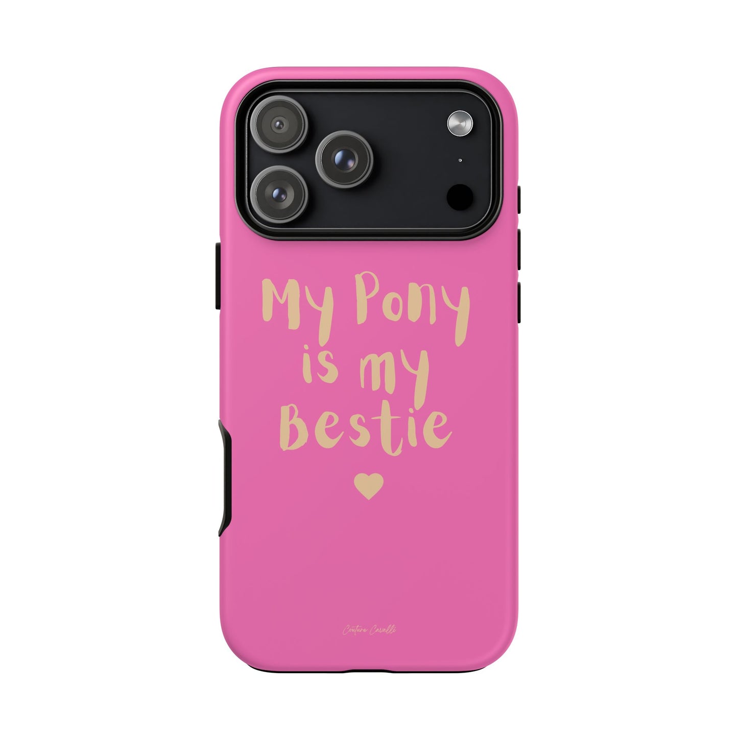 Pink 'My Pony Is My Bestie' Tough Phone Case I Handyhülle I Personalisiert mit Ponynamen