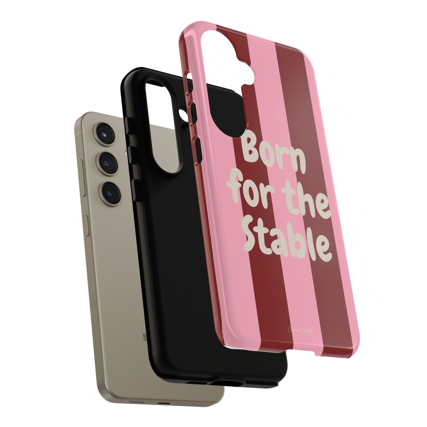 Phone Case — "Born for the Stable" Pink Striped Protective Tough Case