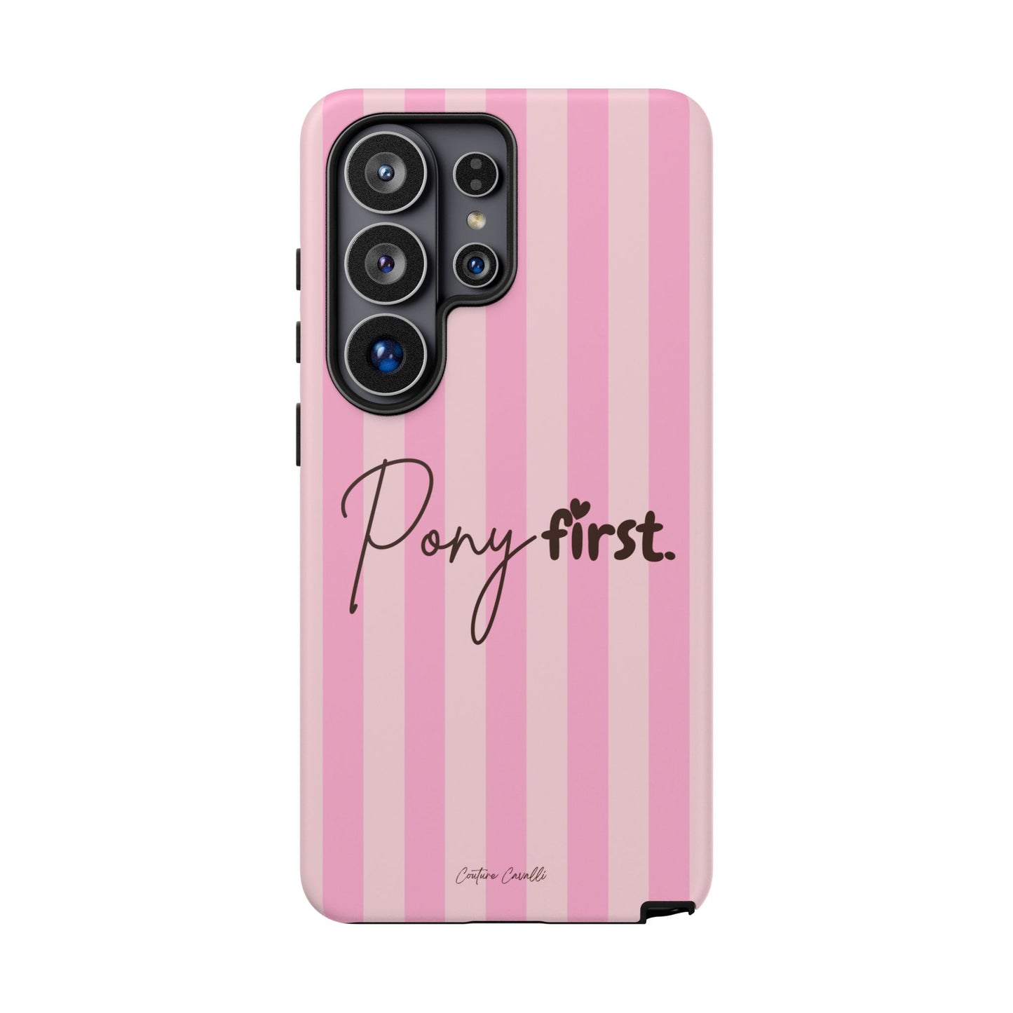 Pony First Phone Case — Pink Striped Tough Case for Horse Lovers