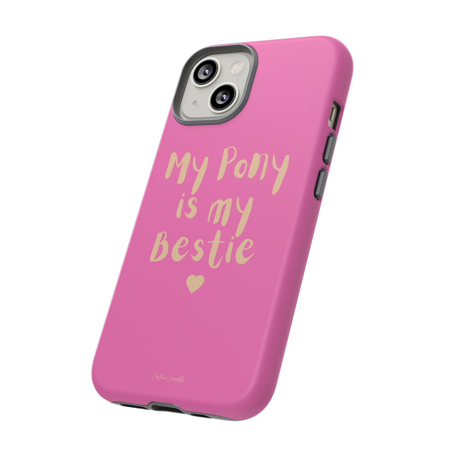 Pink 'My Pony Is My Bestie' Tough Phone Case I Handyhülle I Personalisiert mit Ponynamen