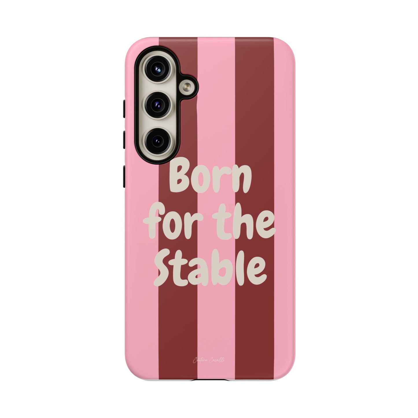 Phone Case — "Born for the Stable" Pink Striped Protective Tough Case