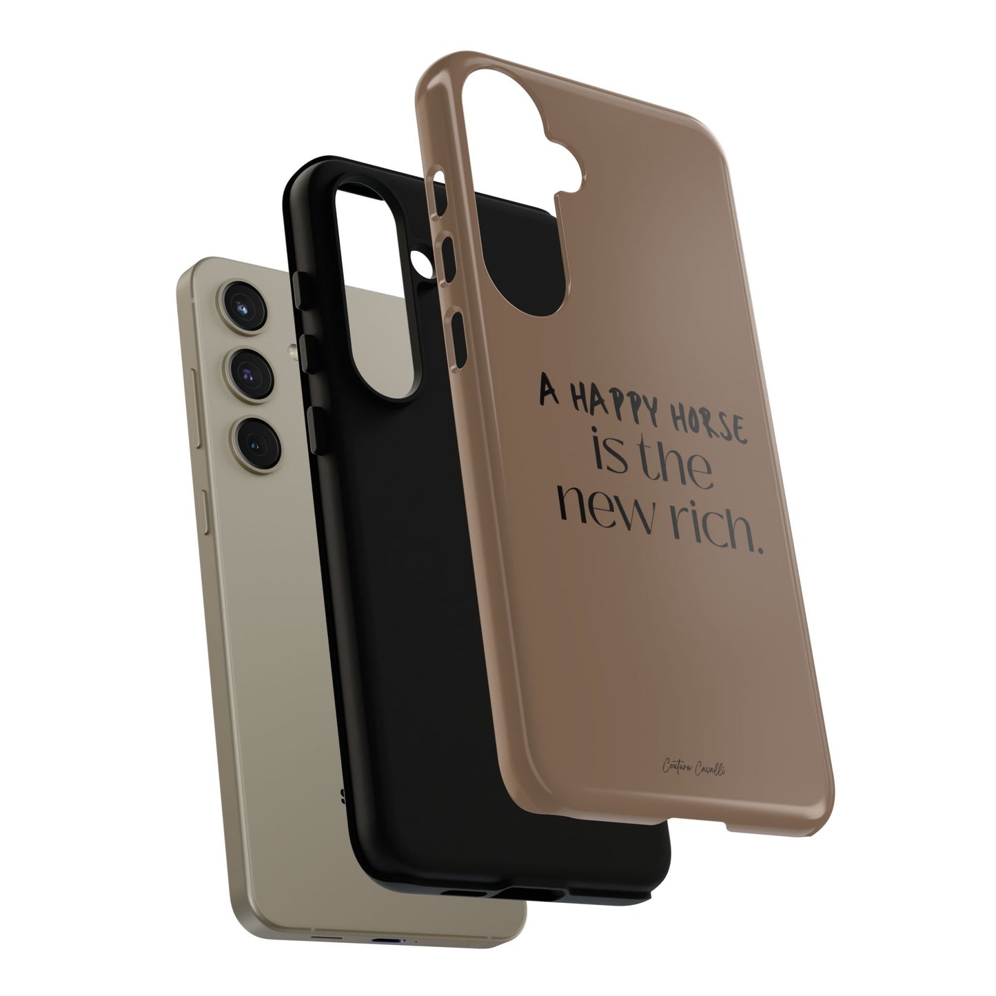 Phone Case — "A Happy Horse Is the New Rich" Brown Protective Case