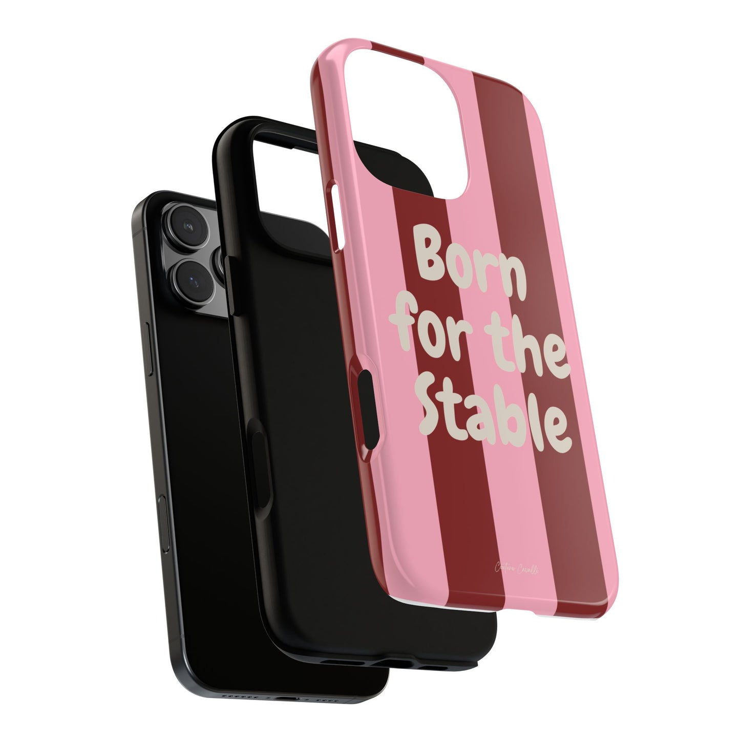 Phone Case — "Born for the Stable" Pink Striped Protective Tough Case