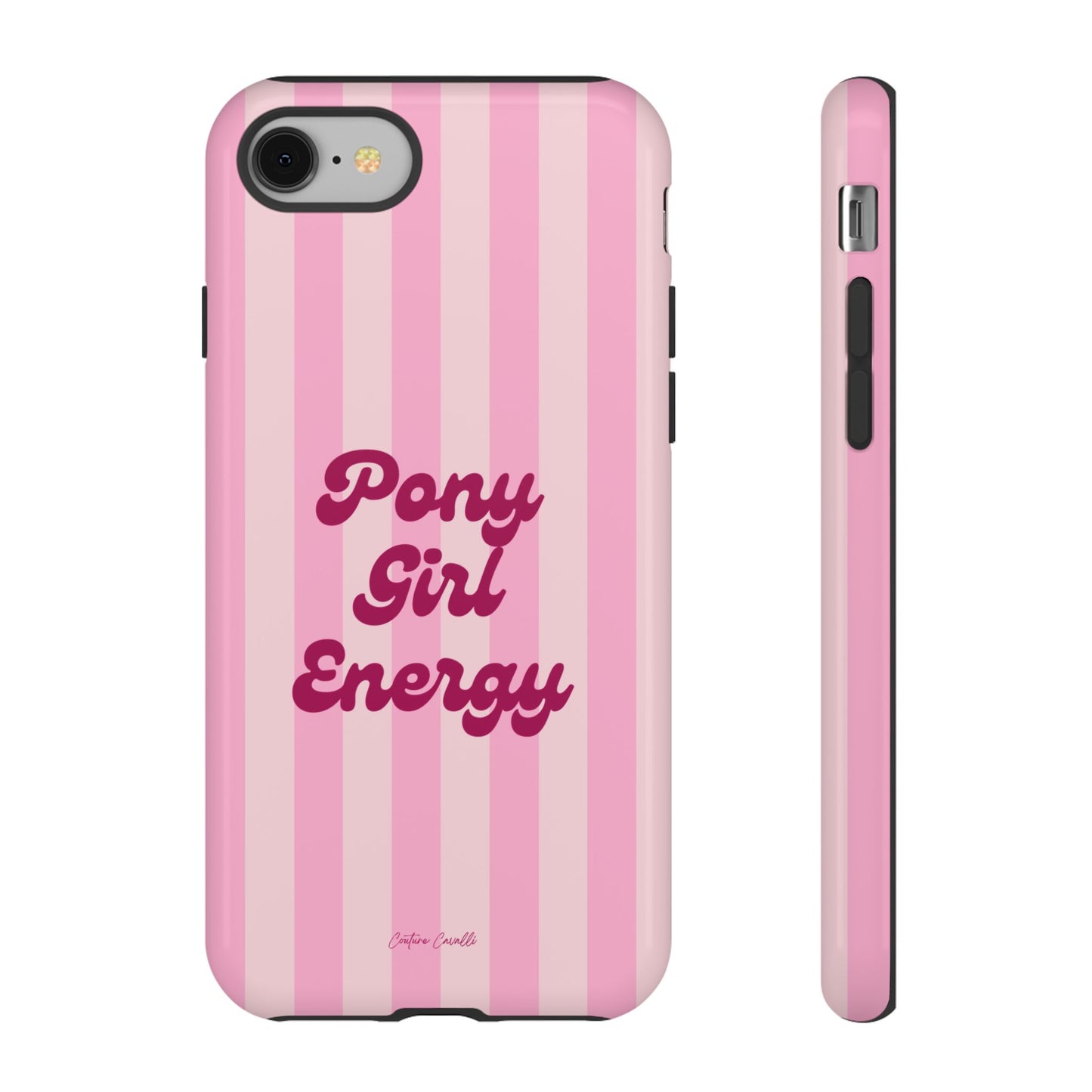 Pony Girl Energy Tough Phone Case — Pink Striped Protective Cover
