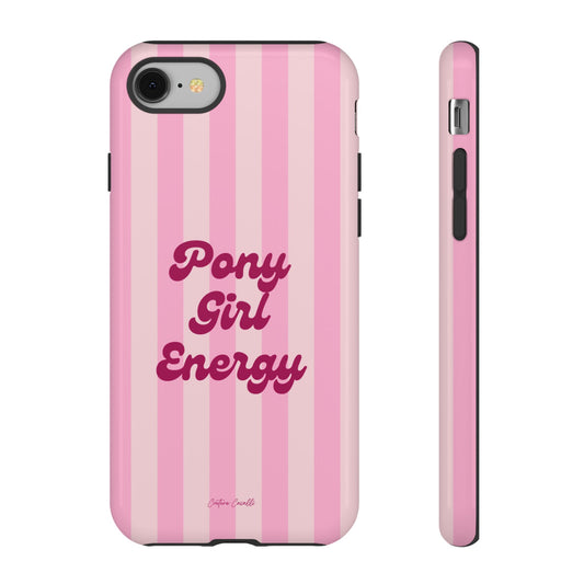 Pony Girl Energy Tough Phone Case — Pink Striped Protective Cover