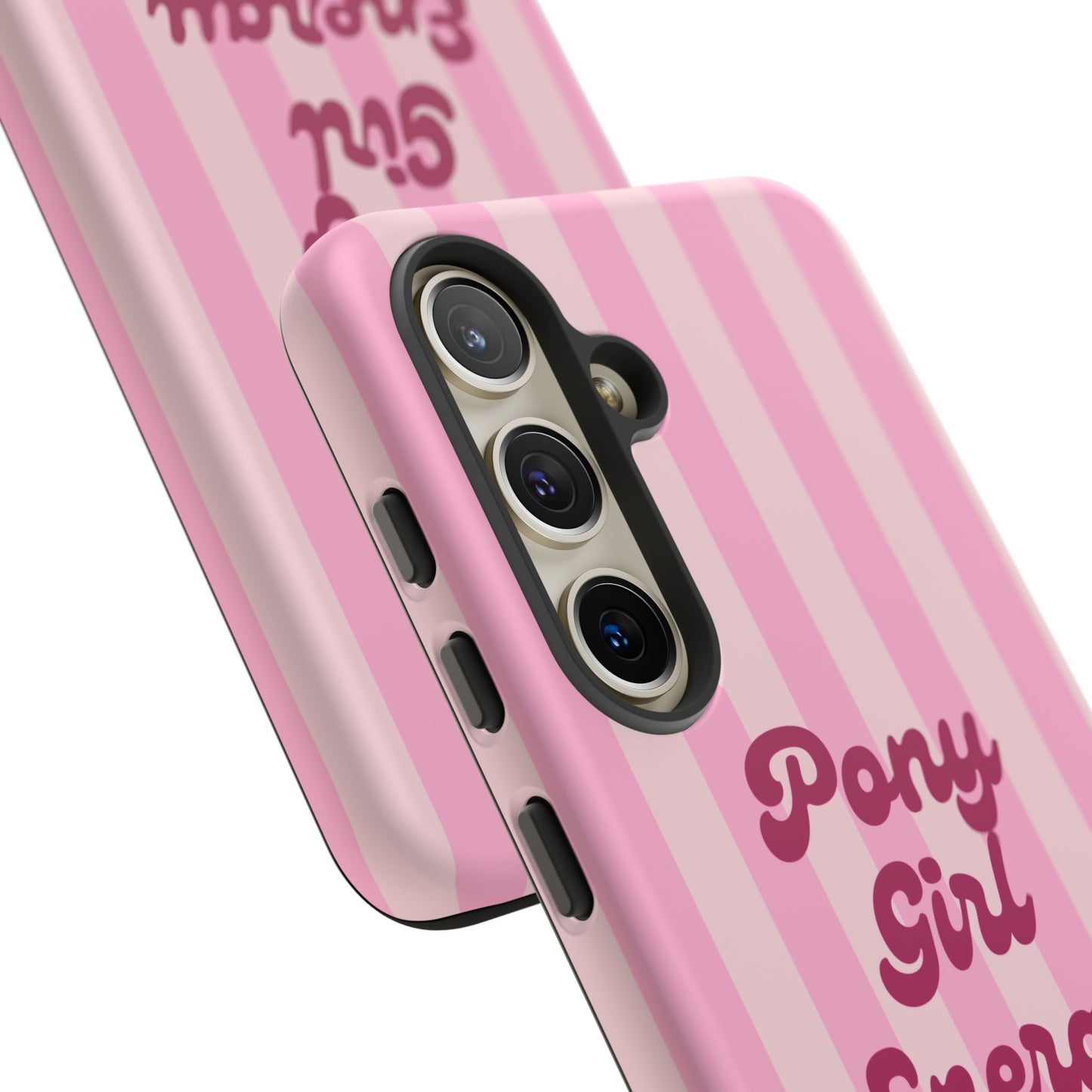 Pony Girl Energy Tough Phone Case — Pink Striped Protective Cover