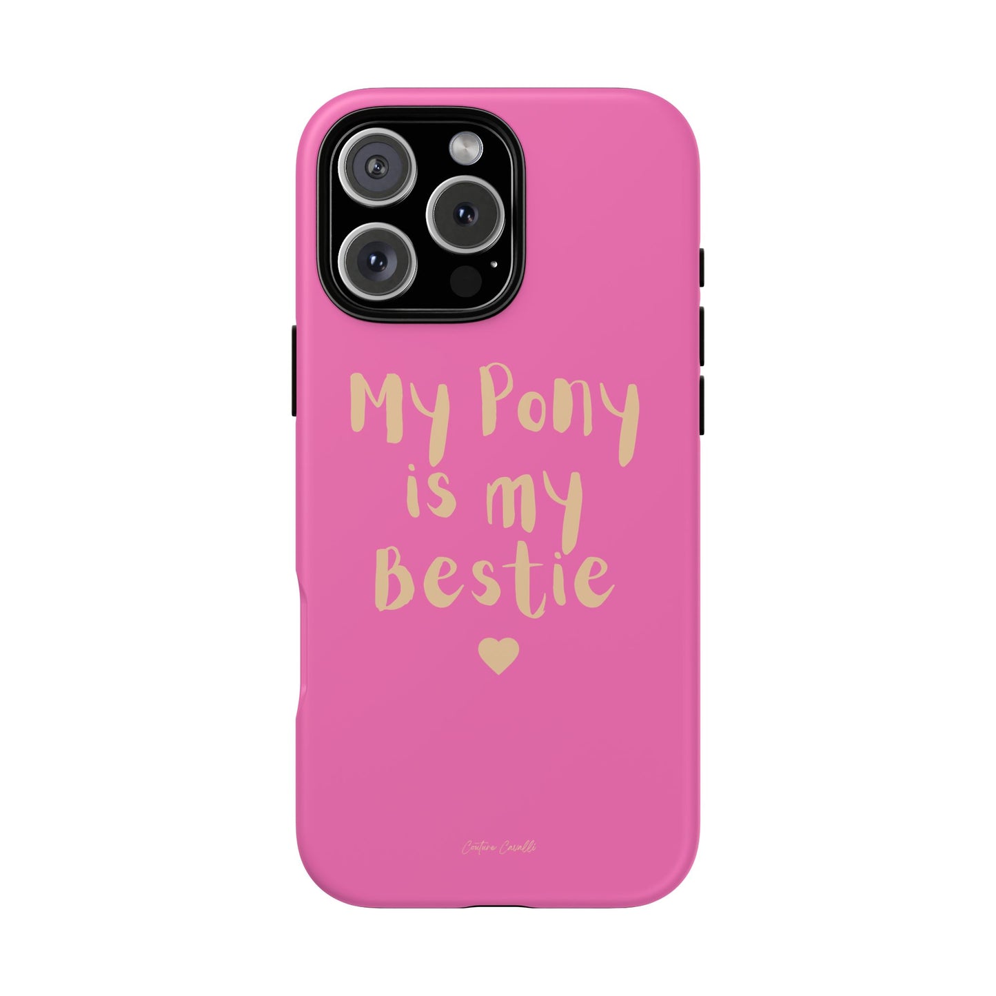 Pink 'My Pony Is My Bestie' Tough Phone Case I Handyhülle I Personalisiert mit Ponynamen