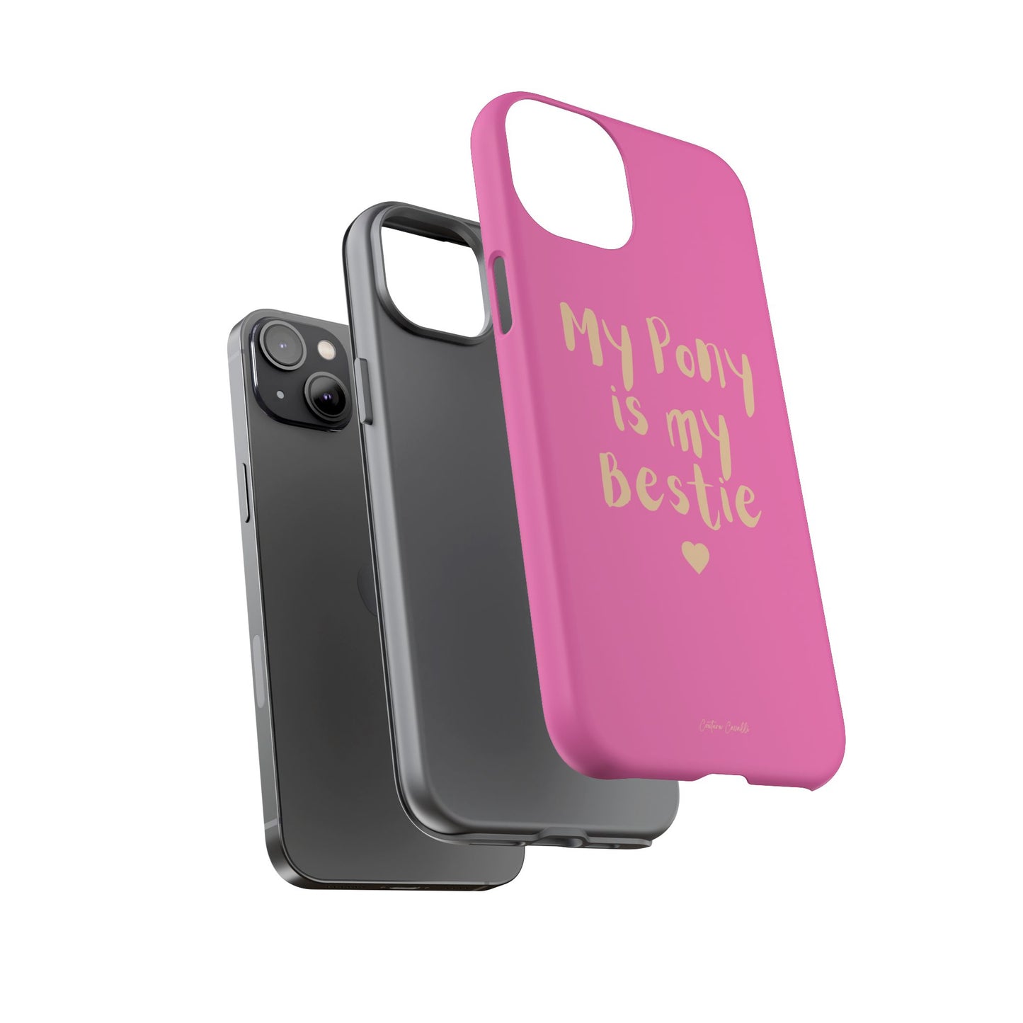Pink 'My Pony Is My Bestie' Tough Phone Case I Handyhülle I Personalisiert mit Ponynamen