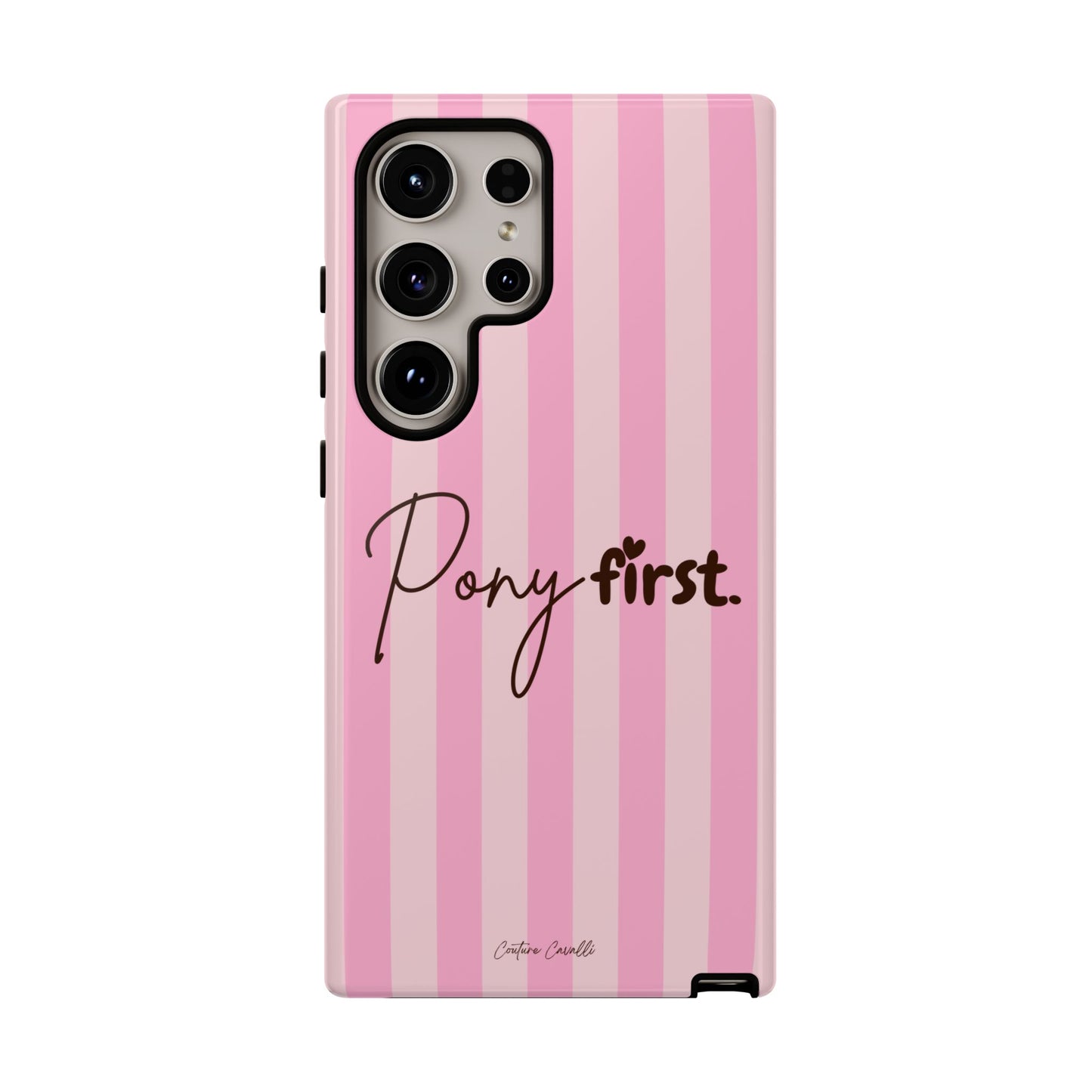 Pony First Phone Case — Pink Striped Tough Case for Horse Lovers