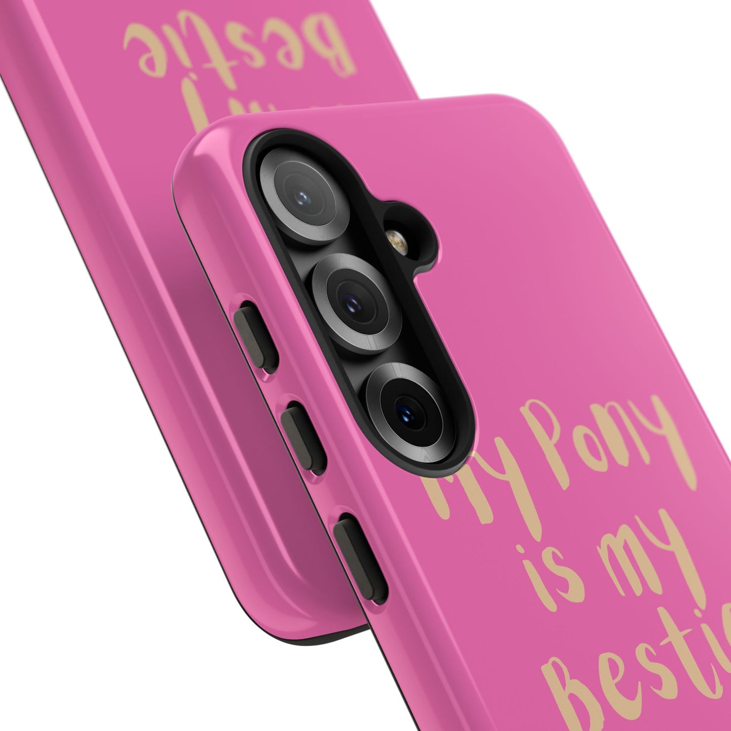 Pink 'My Pony Is My Bestie' Tough Phone Case I Handyhülle I Personalisiert mit Ponynamen