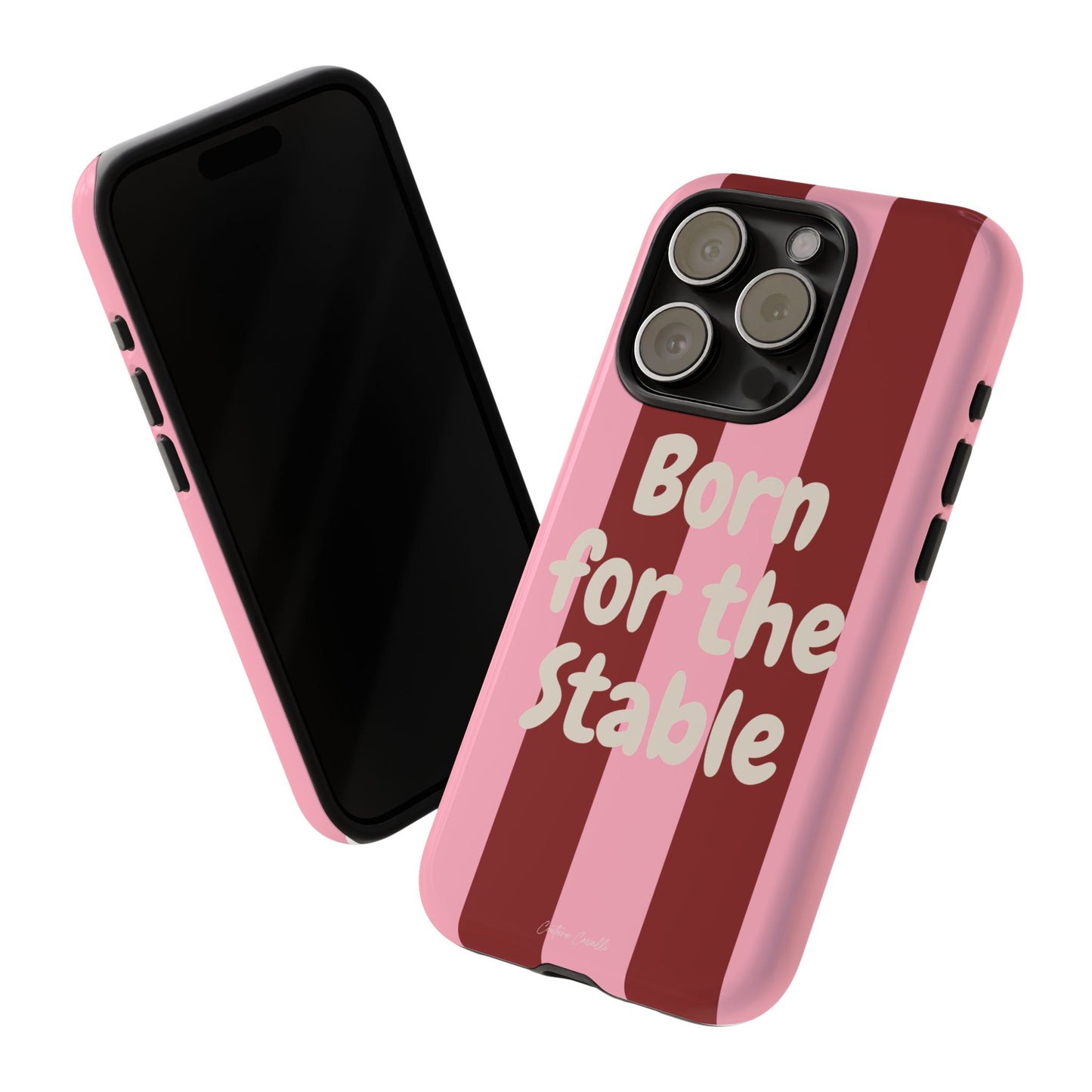 Phone Case — "Born for the Stable" Pink Striped Protective Tough Case