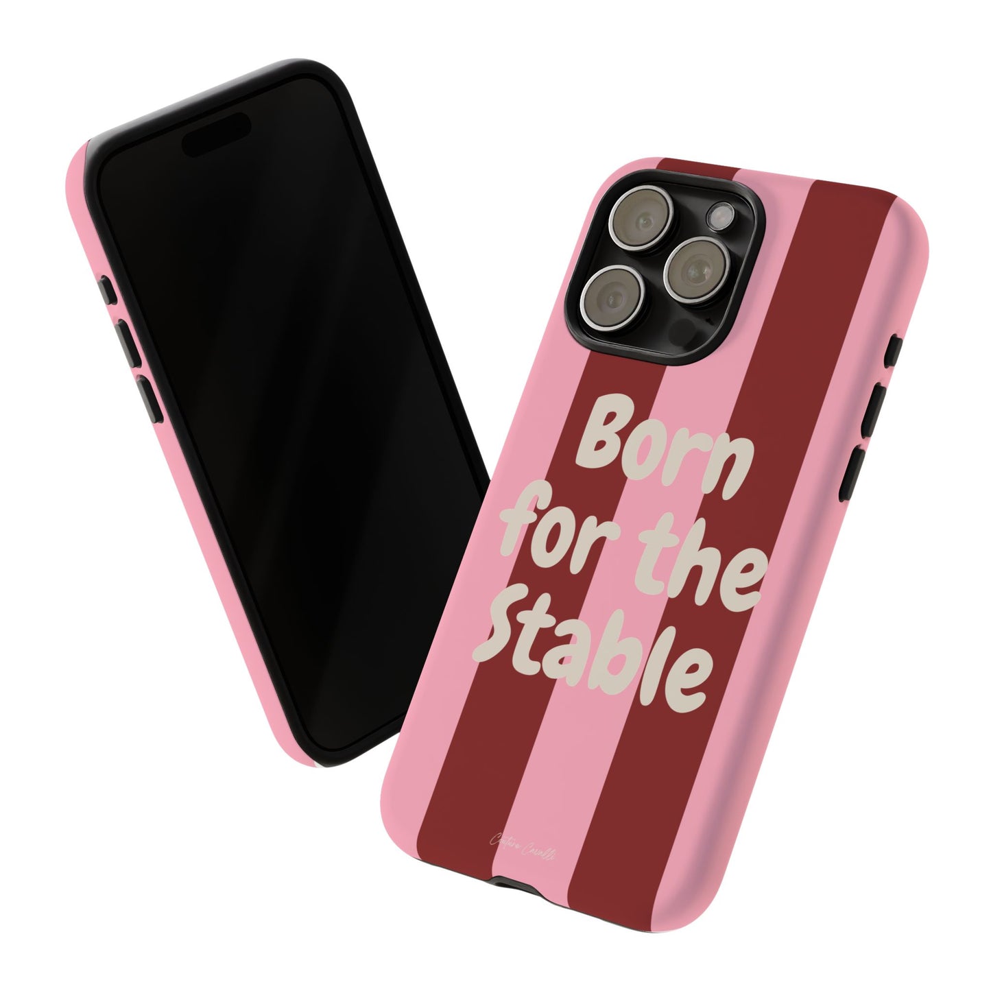 Phone Case — "Born for the Stable" Pink Striped Protective Tough Case
