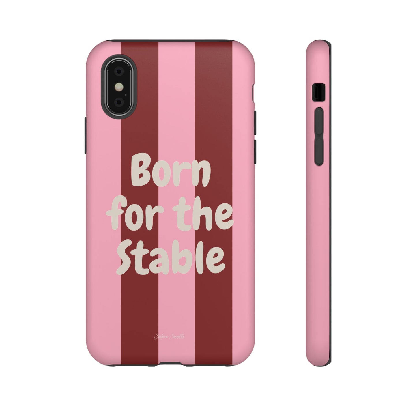 Phone Case — "Born for the Stable" Pink Striped Protective Tough Case