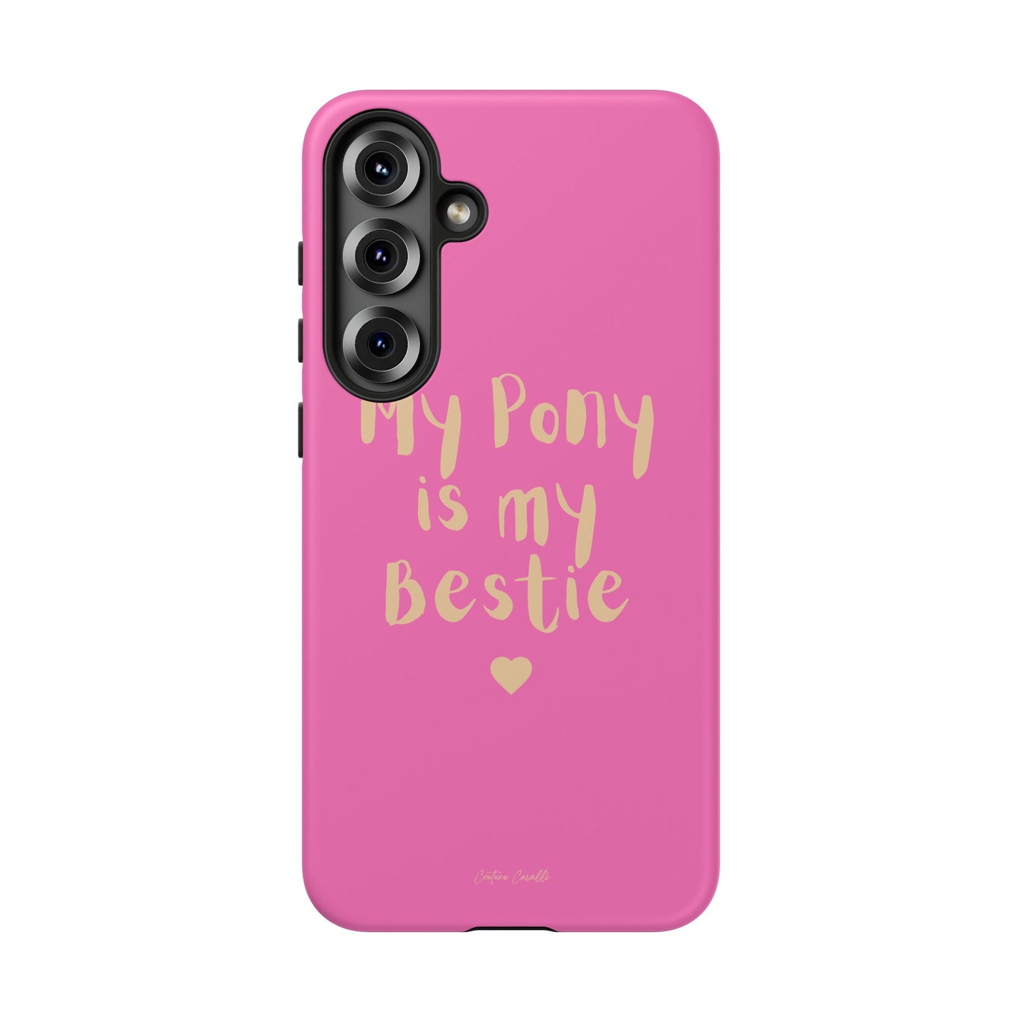 Pink 'My Pony Is My Bestie' Tough Phone Case I Handyhülle I Personalisiert mit Ponynamen