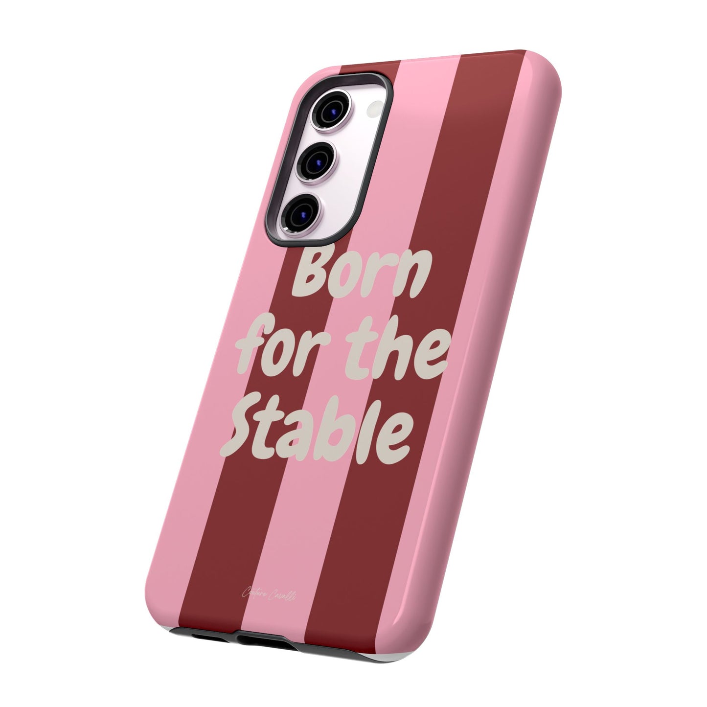 Phone Case — "Born for the Stable" Pink Striped Protective Tough Case