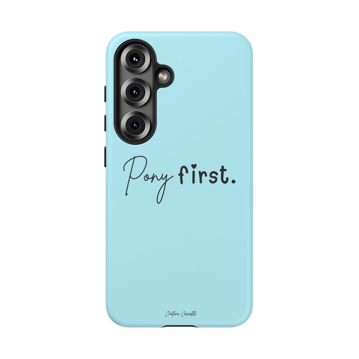 Pony First Phone Case - Protective Tough iPhone Cover with Minimalist Equestrian Script