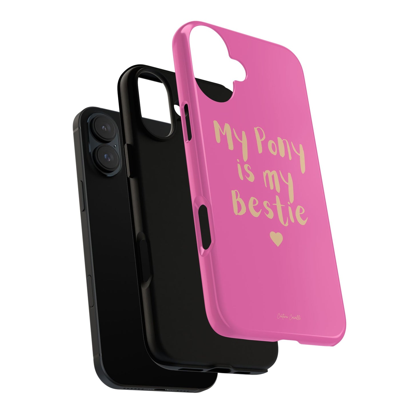 Pink 'My Pony Is My Bestie' Tough Phone Case I Handyhülle I Personalisiert mit Ponynamen