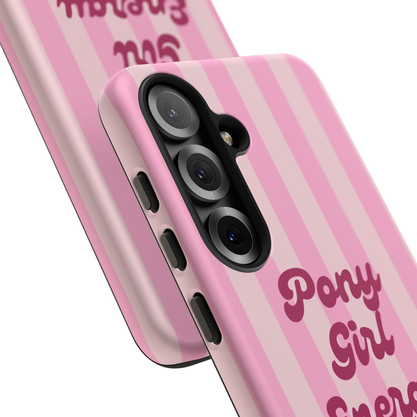 Pony Girl Energy Tough Phone Case — Pink Striped Protective Cover