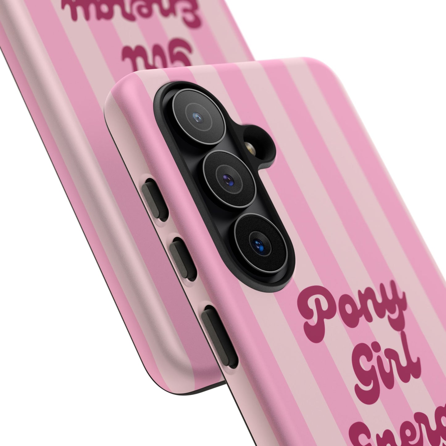 Pony Girl Energy Tough Phone Case — Pink Striped Protective Cover