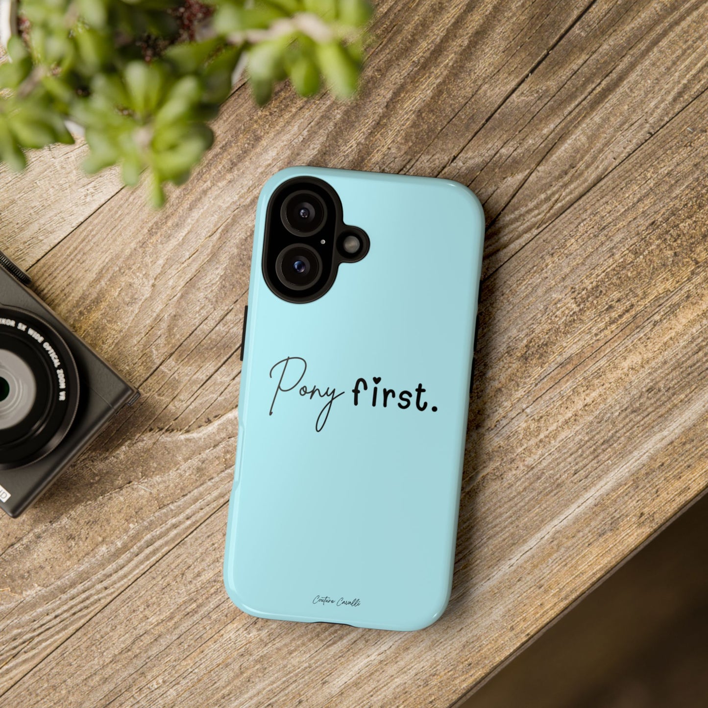 Pony First Phone Case - Protective Tough iPhone Cover with Minimalist Equestrian Script