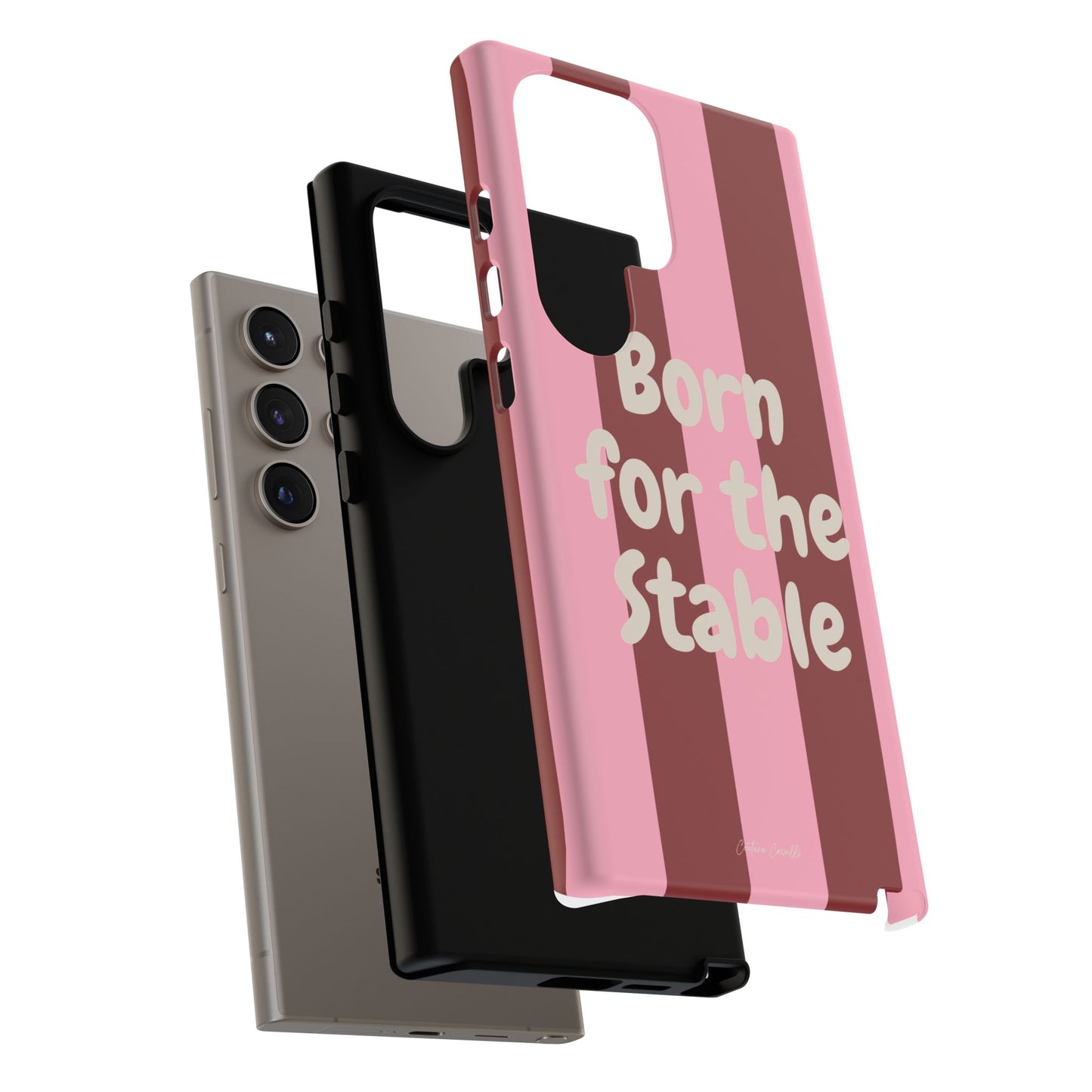 Phone Case — "Born for the Stable" Pink Striped Protective Tough Case