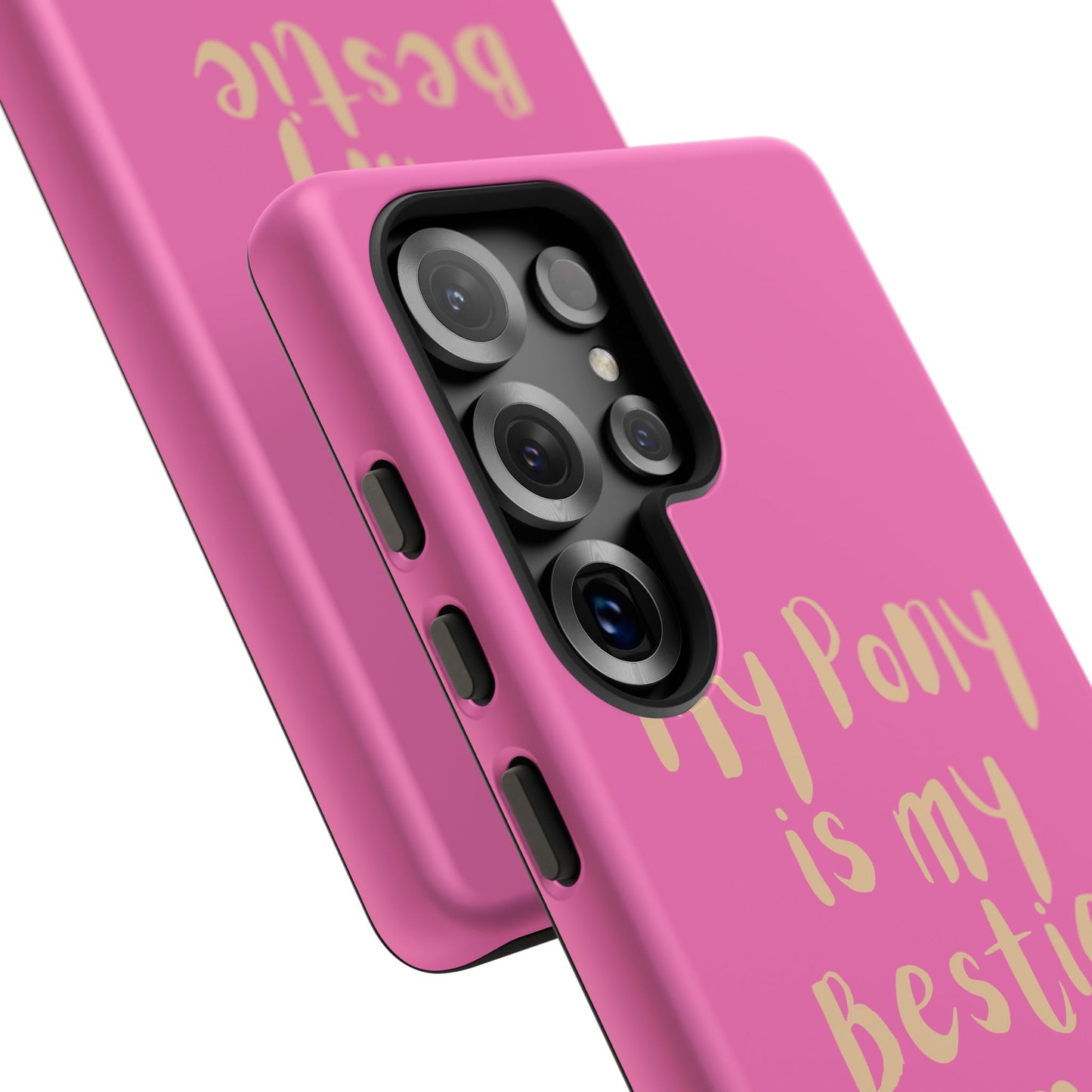 Pink 'My Pony Is My Bestie' Tough Phone Case I Handyhülle I Personalisiert mit Ponynamen