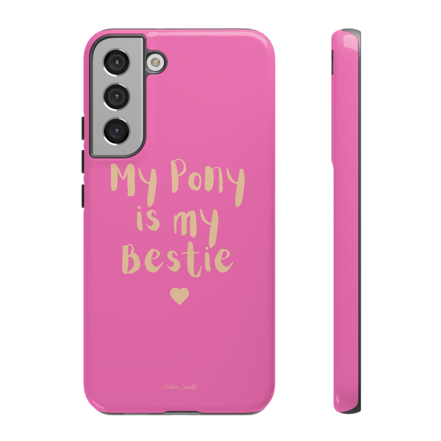 Pink 'My Pony Is My Bestie' Tough Phone Case I Handyhülle I Personalisiert mit Ponynamen