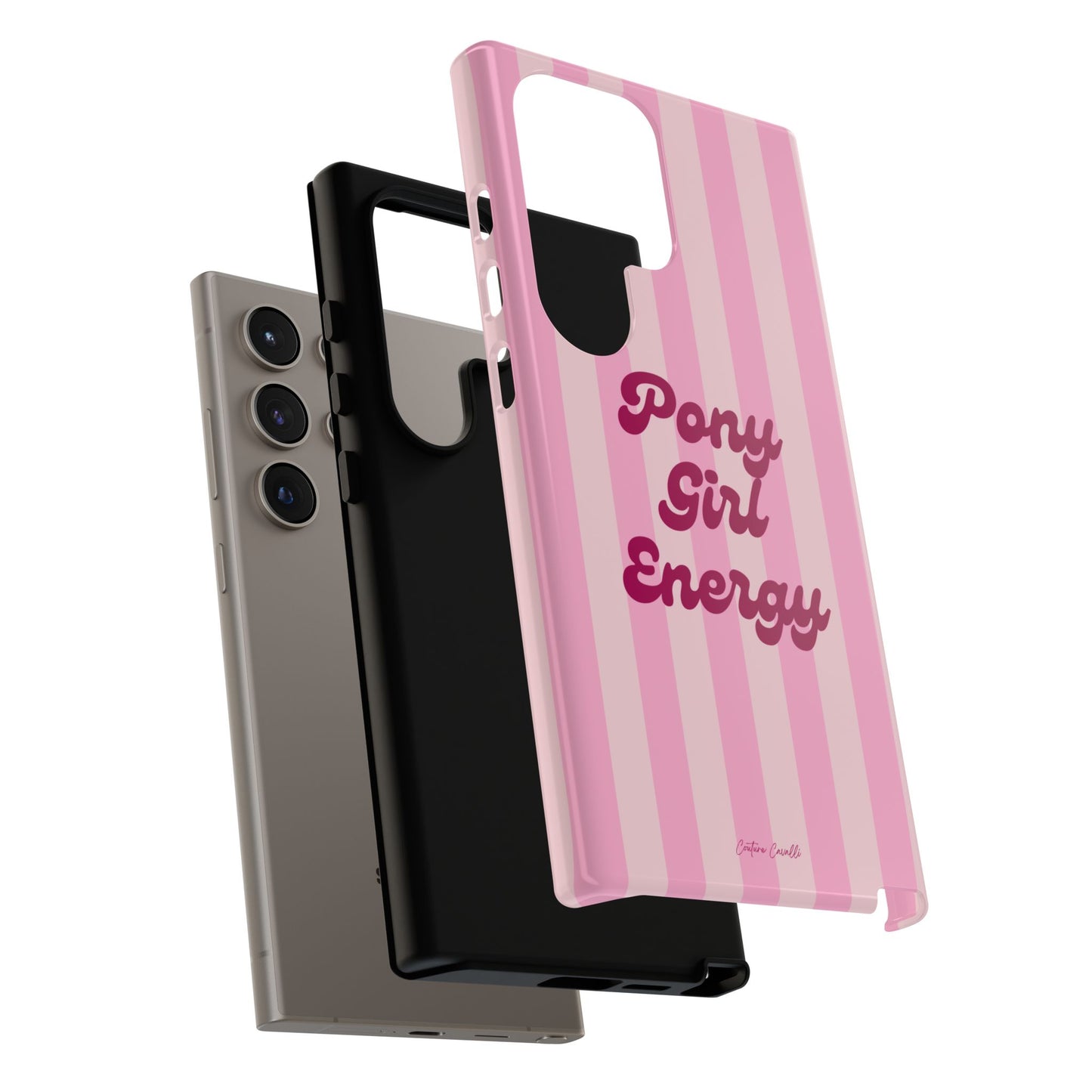 Pony Girl Energy Tough Phone Case — Pink Striped Protective Cover