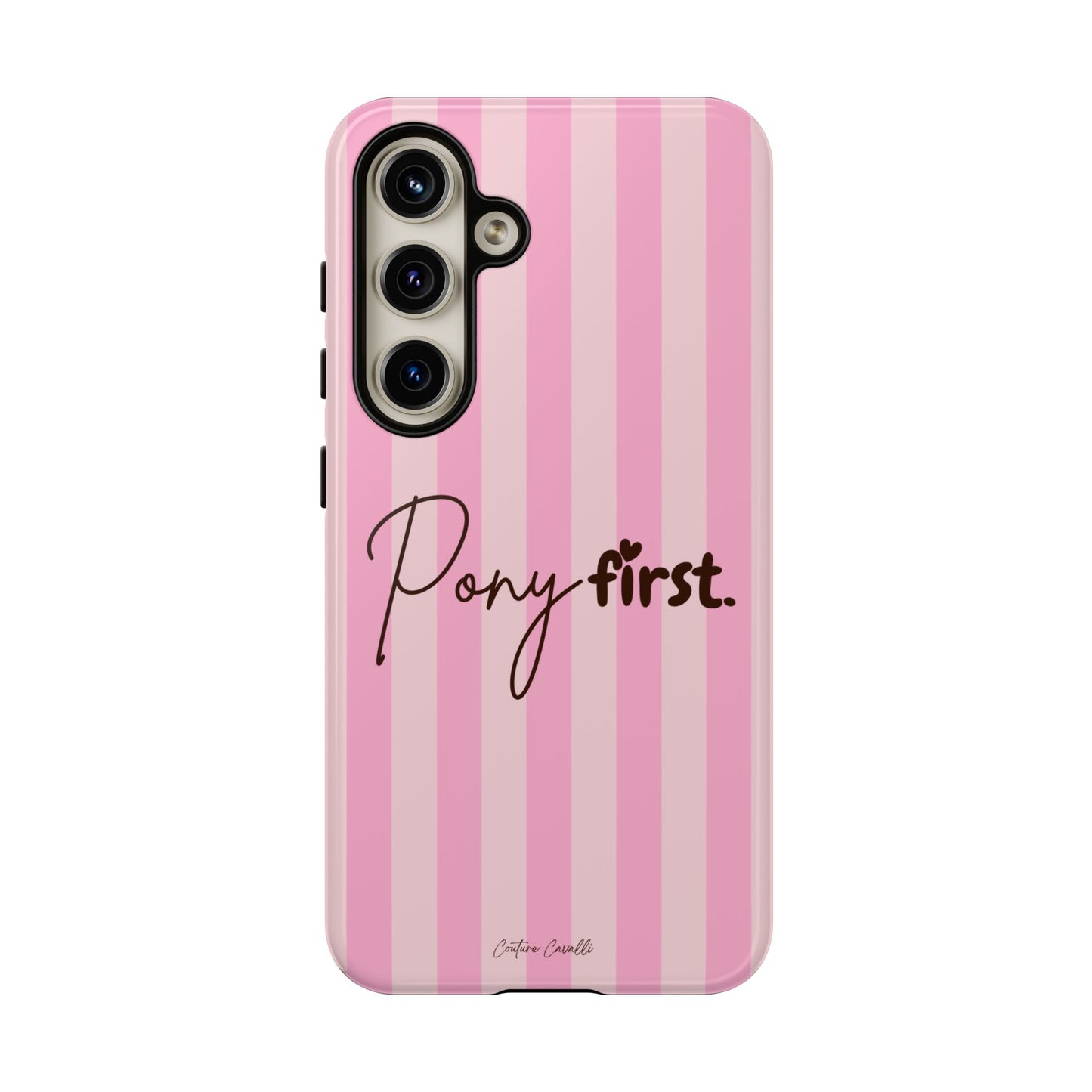 Pony First Phone Case — Pink Striped Tough Case for Horse Lovers