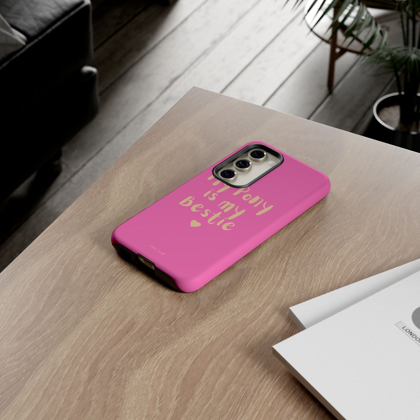 Pink 'My Pony Is My Bestie' Tough Phone Case I Handyhülle I Personalisiert mit Ponynamen